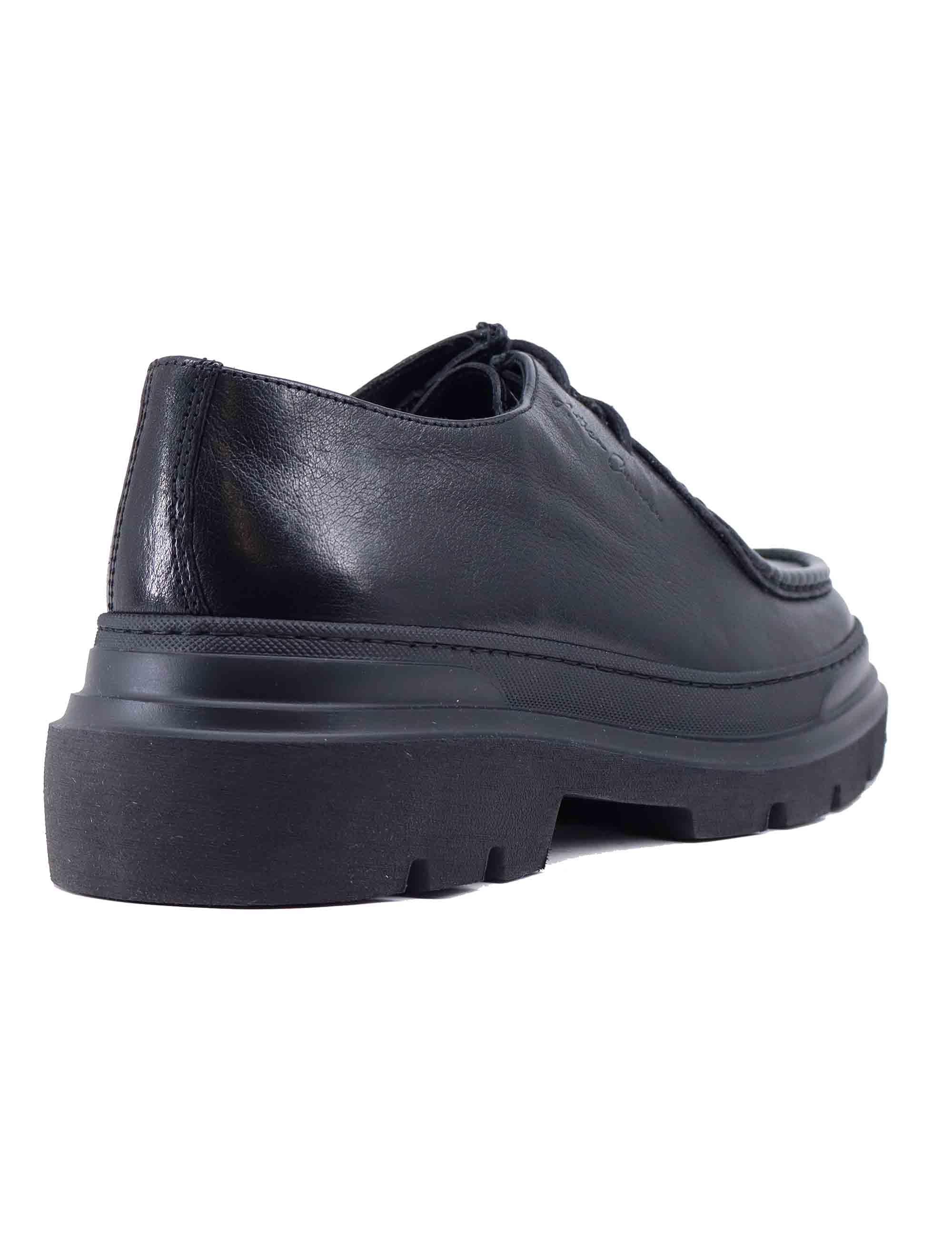 Stringate uomo in pelle nera con suola carrarmato 22557 A-VG1N Antica Cuoieria 