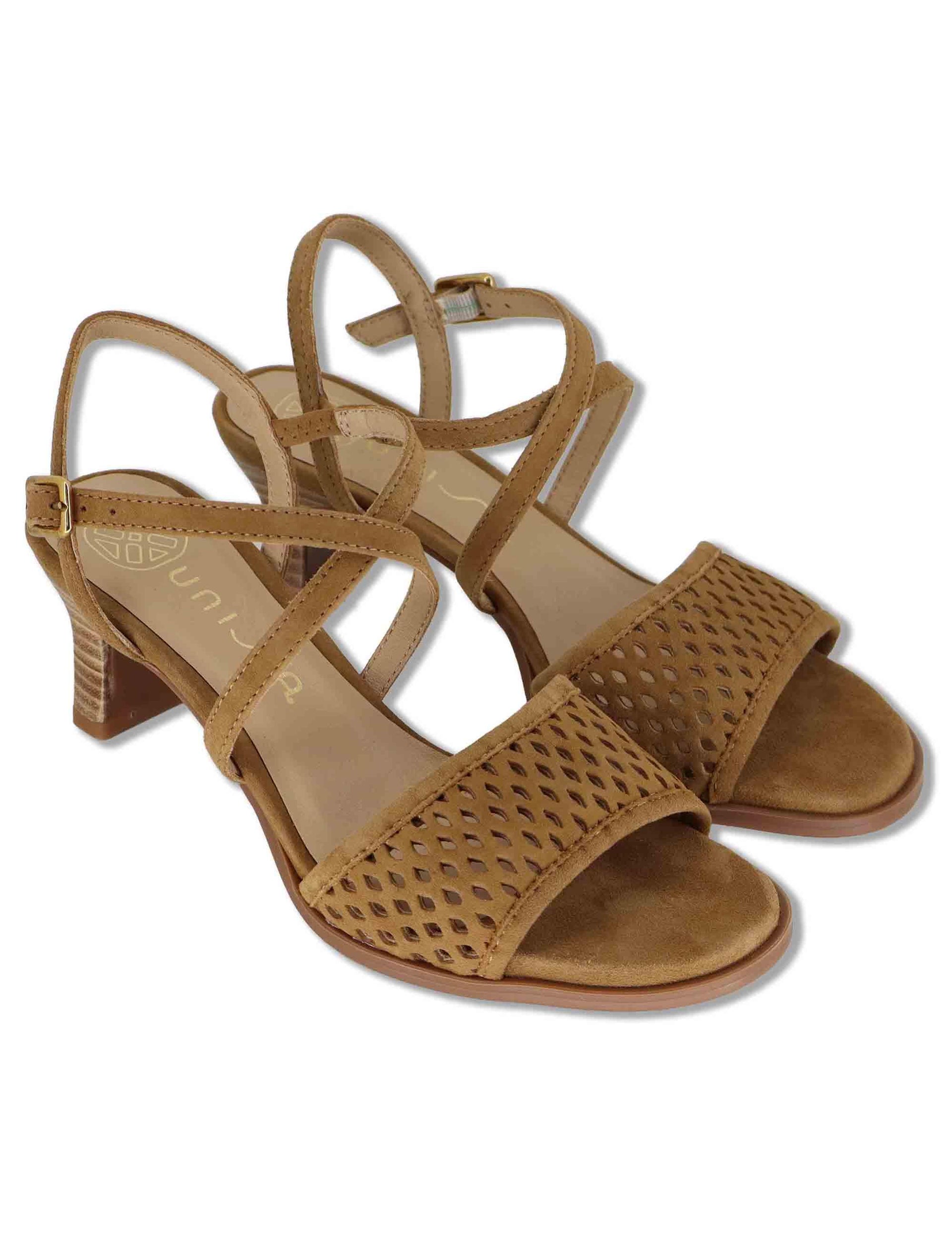 Sandali donna in camoscio cuoio forato con cinturuni alla caviglia LIMOSI KS MISTRAL Unisa 