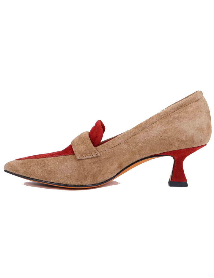 Mocassini donna in camoscio beige con punta a punta SP1077 014 Spatarella 