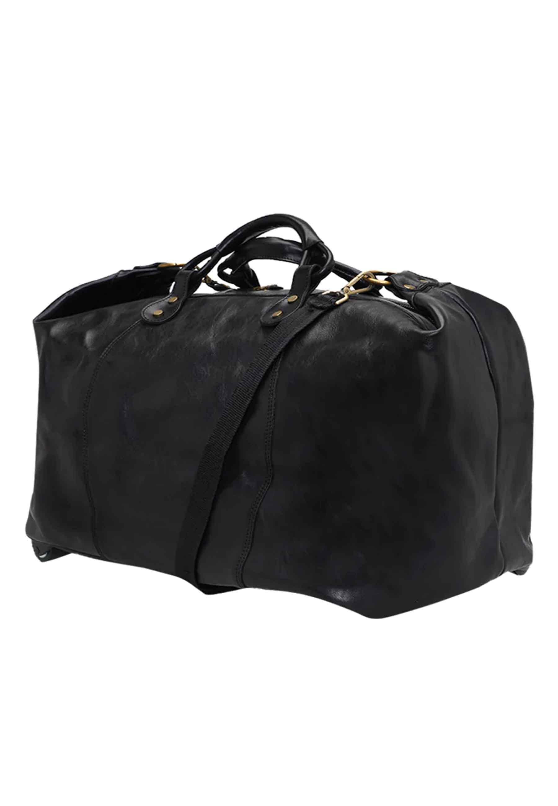 Borsone trolley uomo in pelle nero con tirante in pelle SPI1010 001 I Medici 