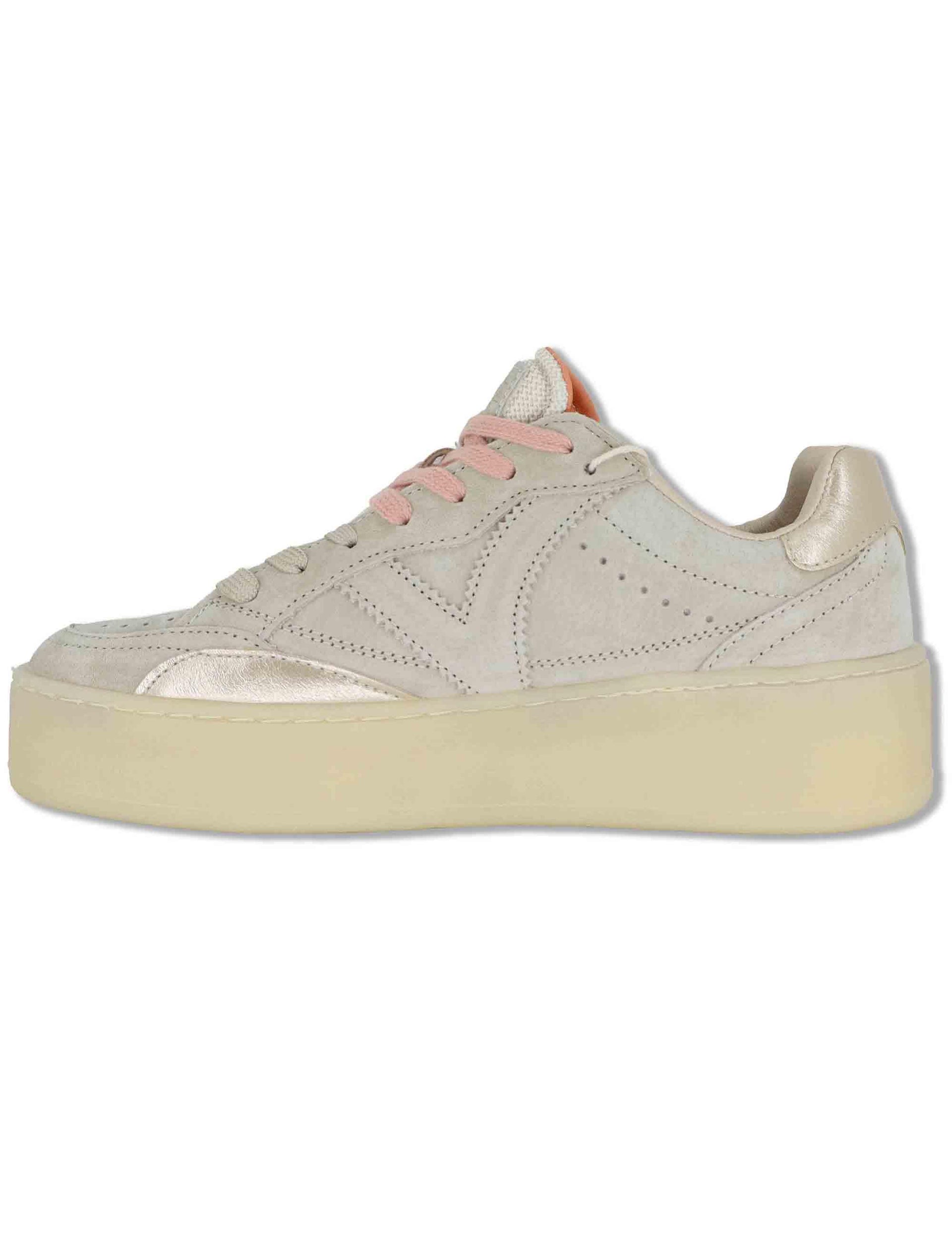 Sneakers donna Turin in nabuk beige con suola alta 1265100 80_Beige Victoria 