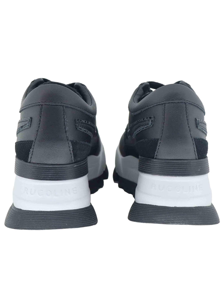 Sneakers donna in pelle nera con zeppa alta in gomma 0304-84501 1 Ruco Line 