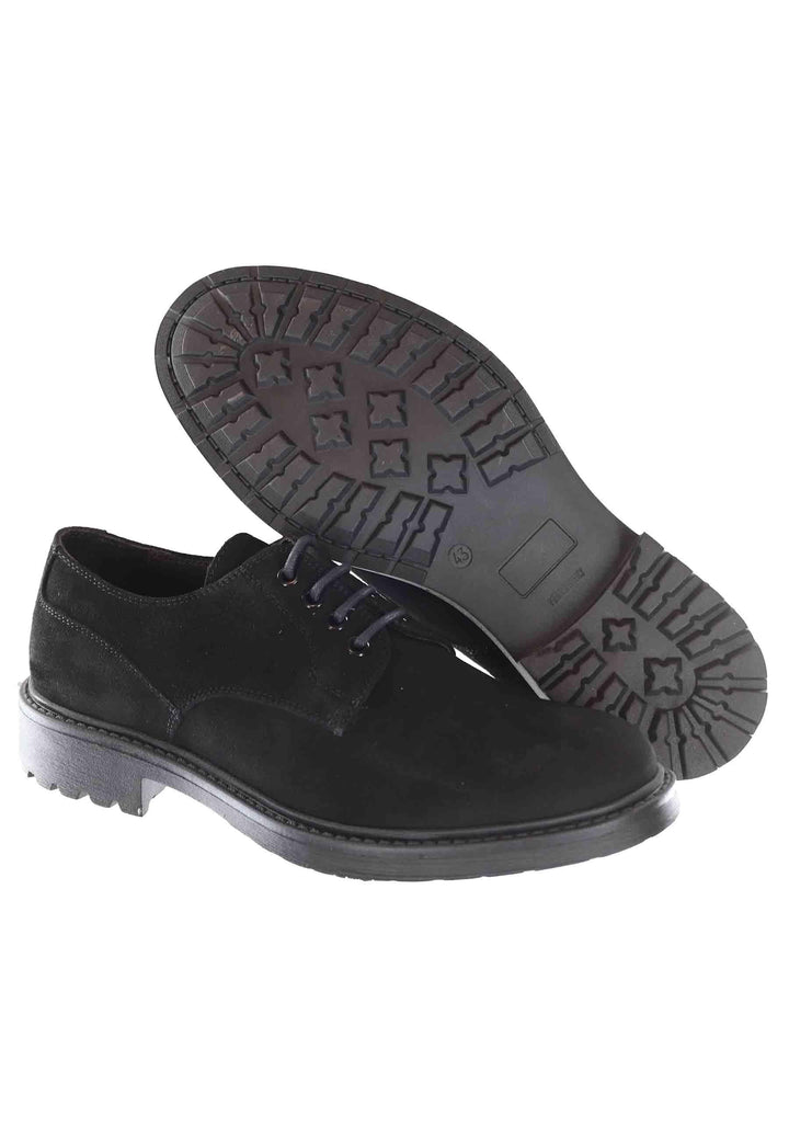 Stringate uomo in camoscio ingrassato nero con suola in gomma SP953 001 Spatarella 