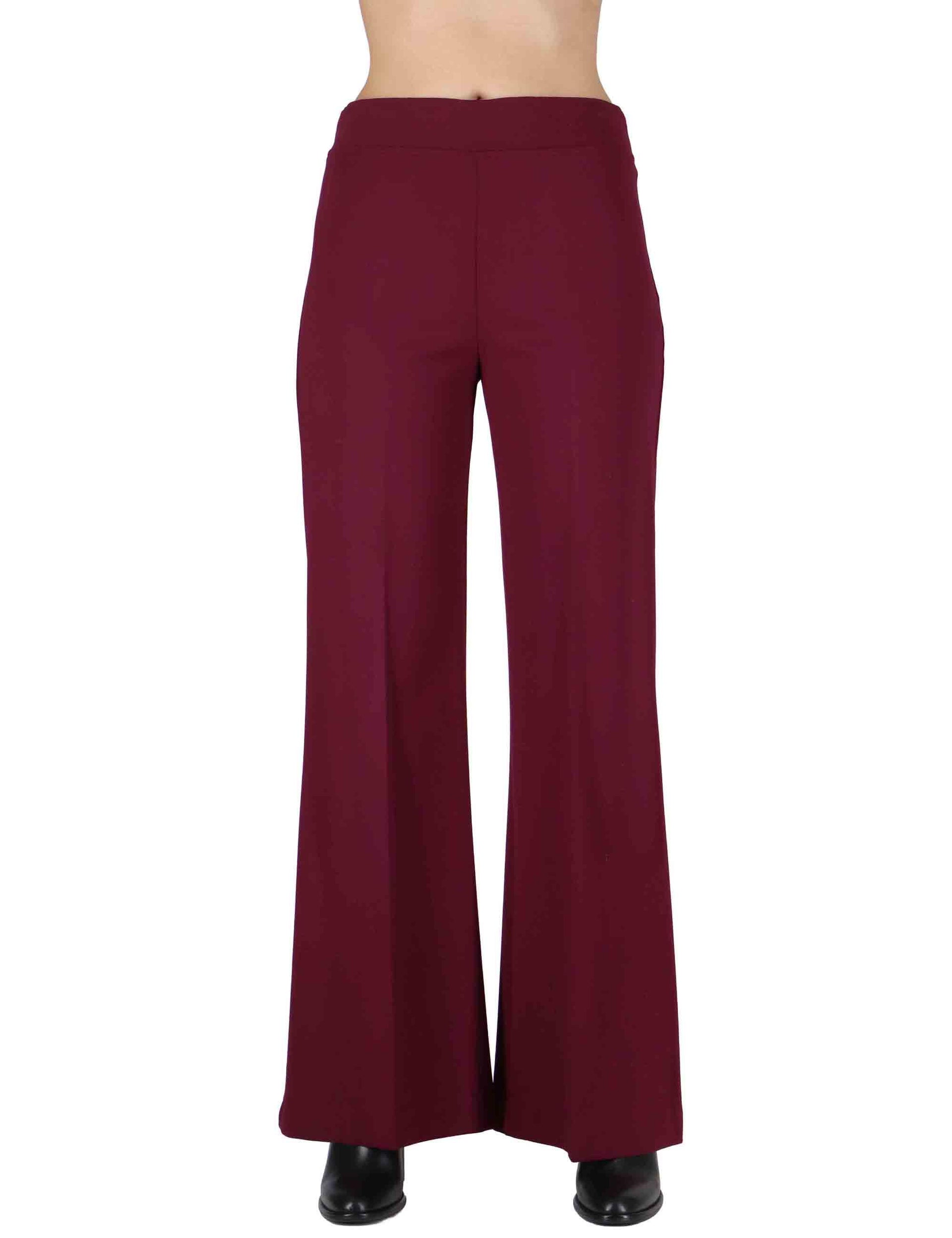 Pantaloni donna in tessuto bordeaux a gamba dritta ed elastico in vita JABPN0025-F1076 4280 Justmine 