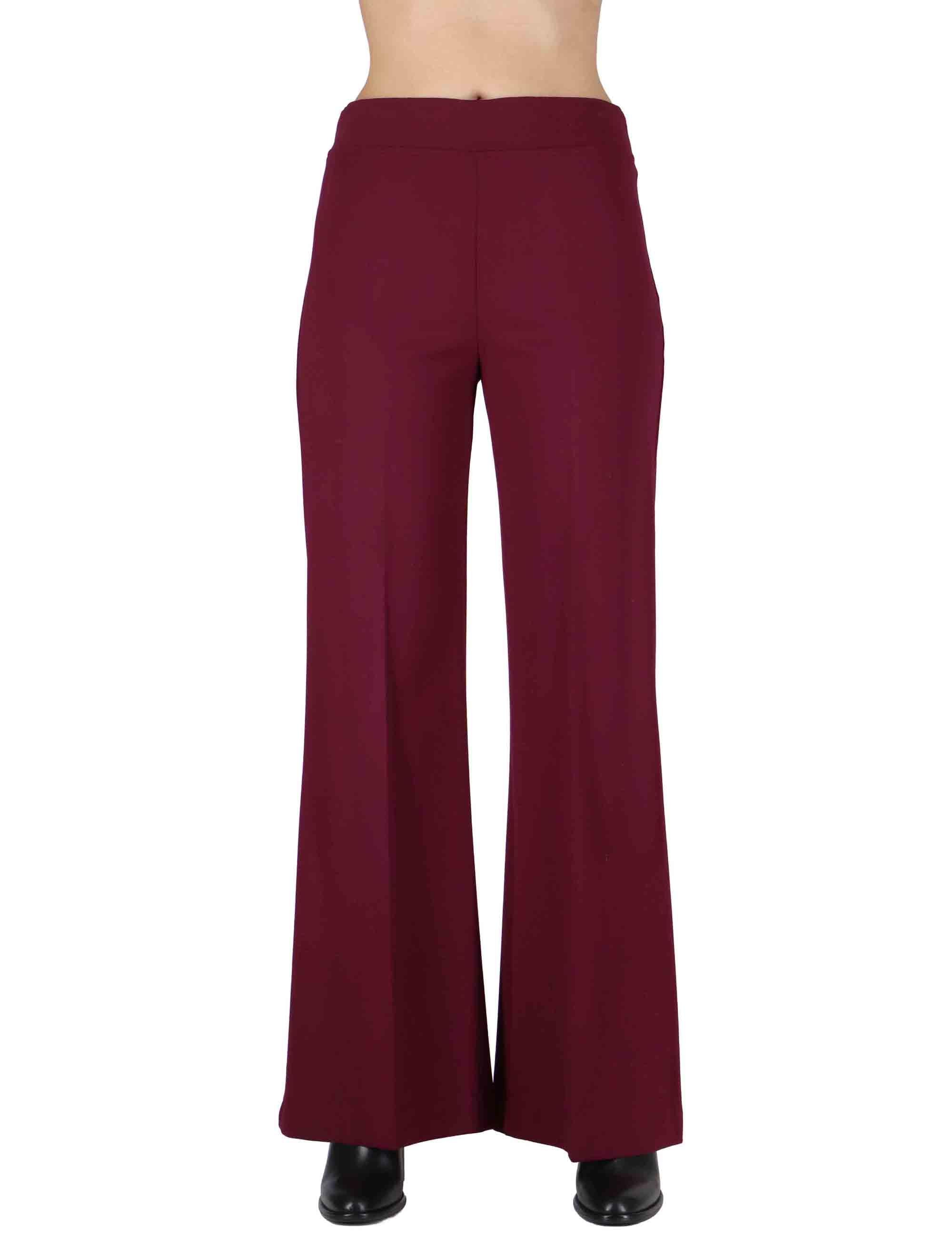 Pantaloni donna in tessuto bordeaux a gamba dritta ed elastico in vita JABPN0025-F1076 4280 Justmine 