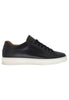 Men's blue leather sneakers with rubber sole