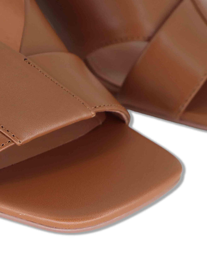 Sandali donna slingback in pelle cuoio con cinturino asimmetrico Zia 520Z10VK 92-CUERO Bibi Lou 