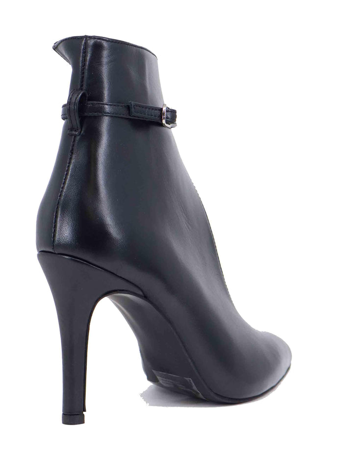 Stivaletti donna in pelle nera tacco alto con apertura T11006504002 001 Tsakiris Mallas 