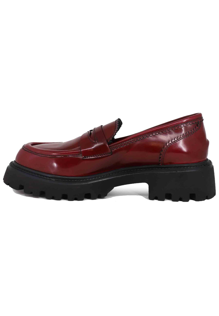 Mocassini donna in pelle bordeaux con suola in gomma carrarmato YUNA 1 018 Tattoo 
