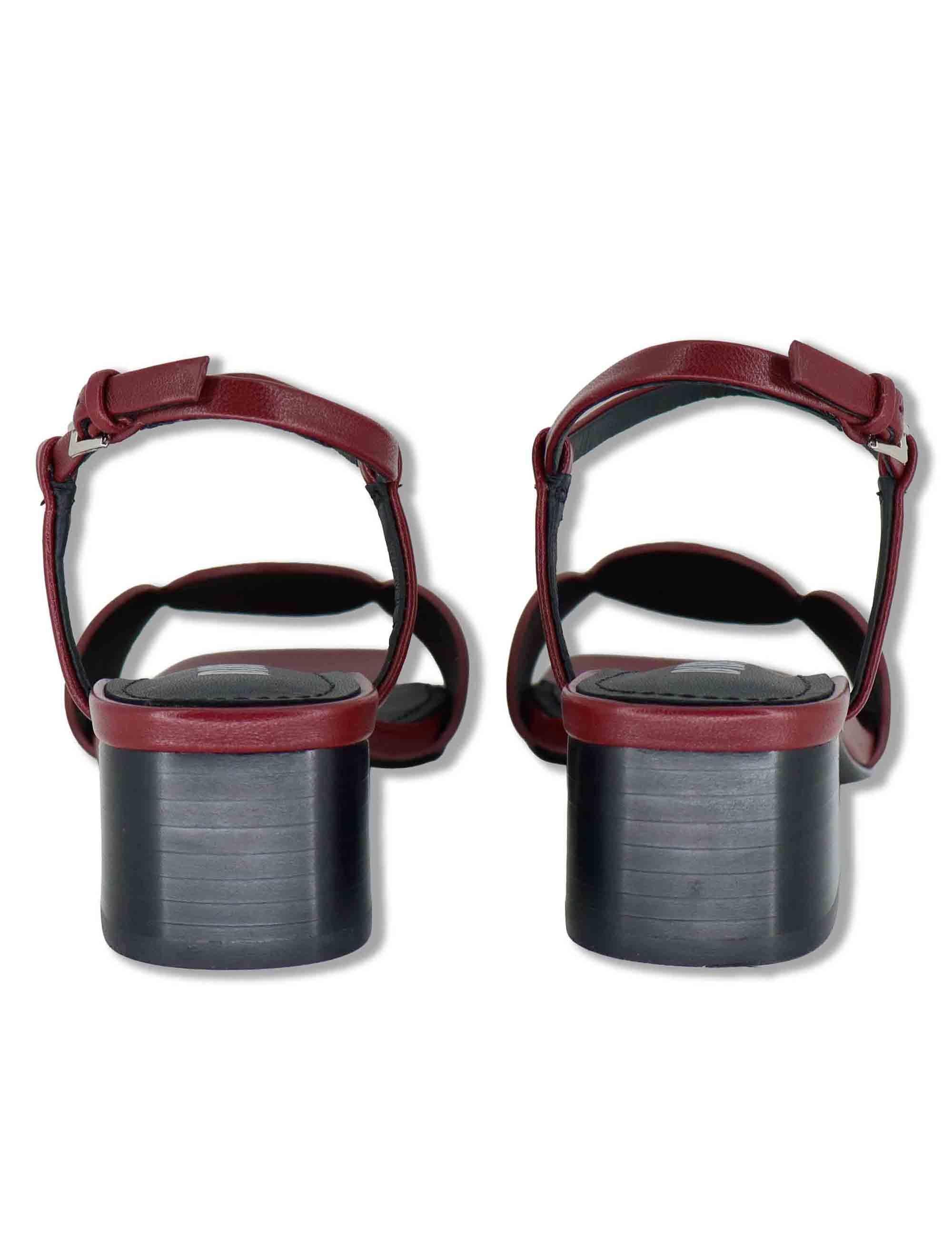 Sandali donna in pelle bordeaux con cinturino alla caviglia e tacco basso Onami 623Z10VK 40-BURGUND Bibi Lou 