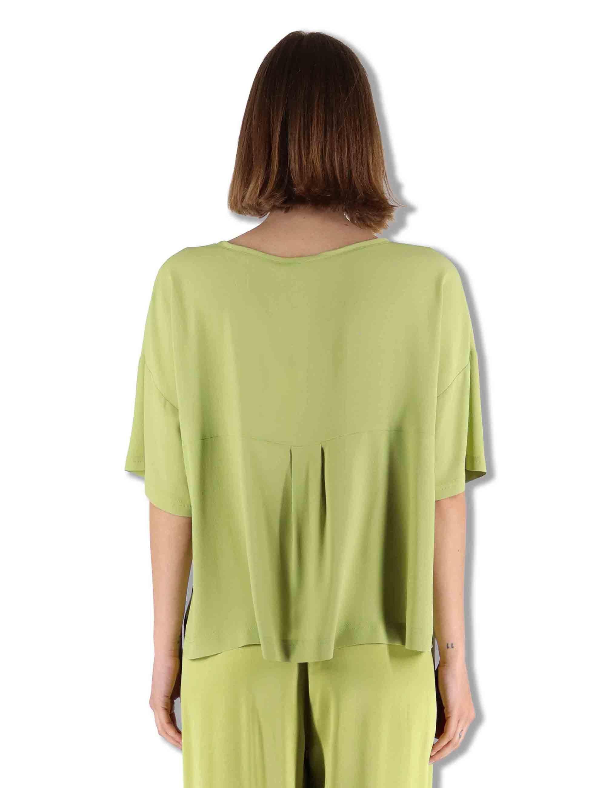 Camicie donna Fluid Crepe in misto seta verde maniche a 3/4 JM440050672 60109 Maliparmi 