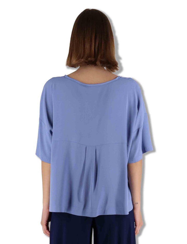 Camicie donna Fluid Crepe in misto seta azzurro maniche a 3/4 JM440050672 81001 Maliparmi 