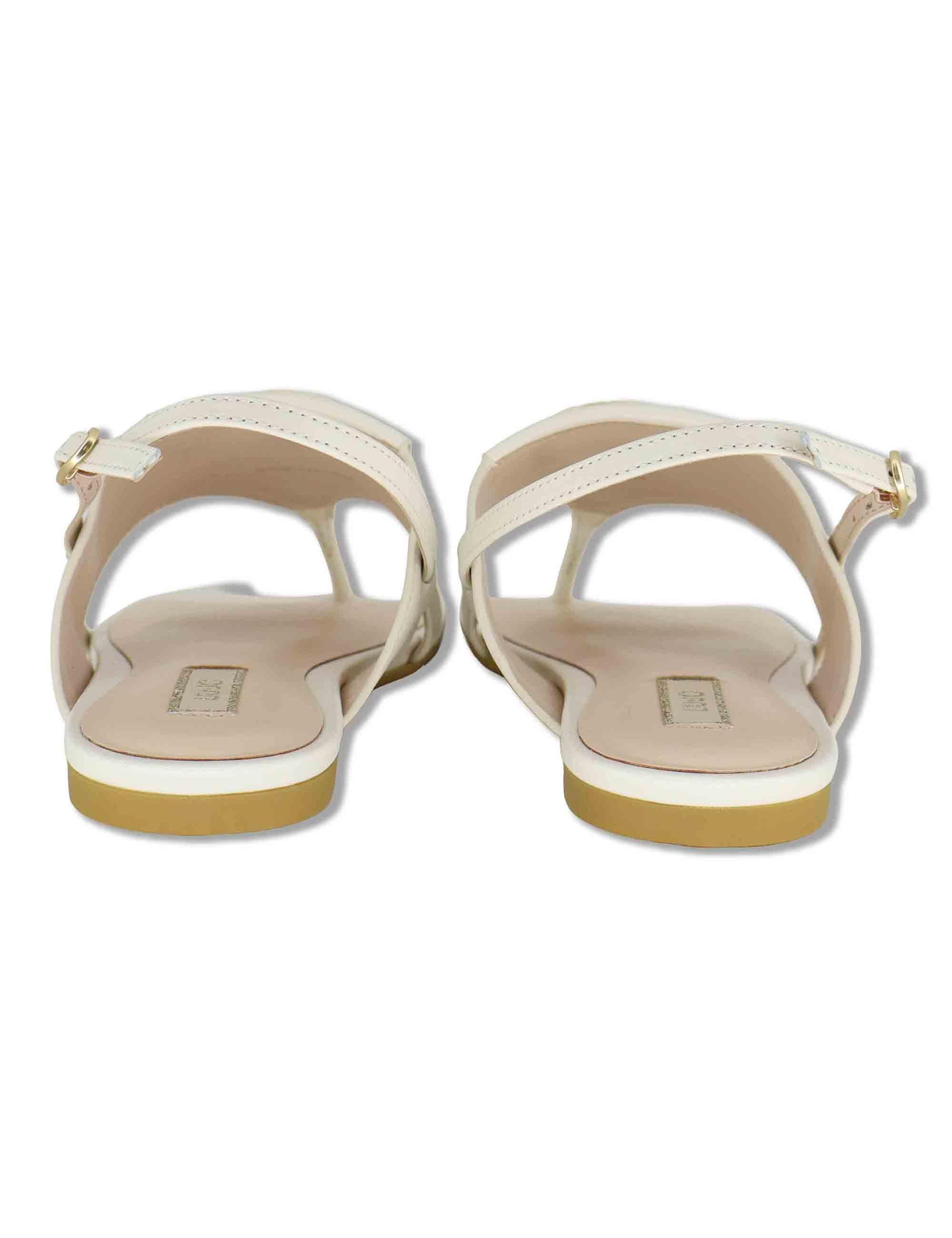 Sandali slingback donna in pelle off white con fibbia e tacco basso SANDY 10 MILK Liu-Jo 