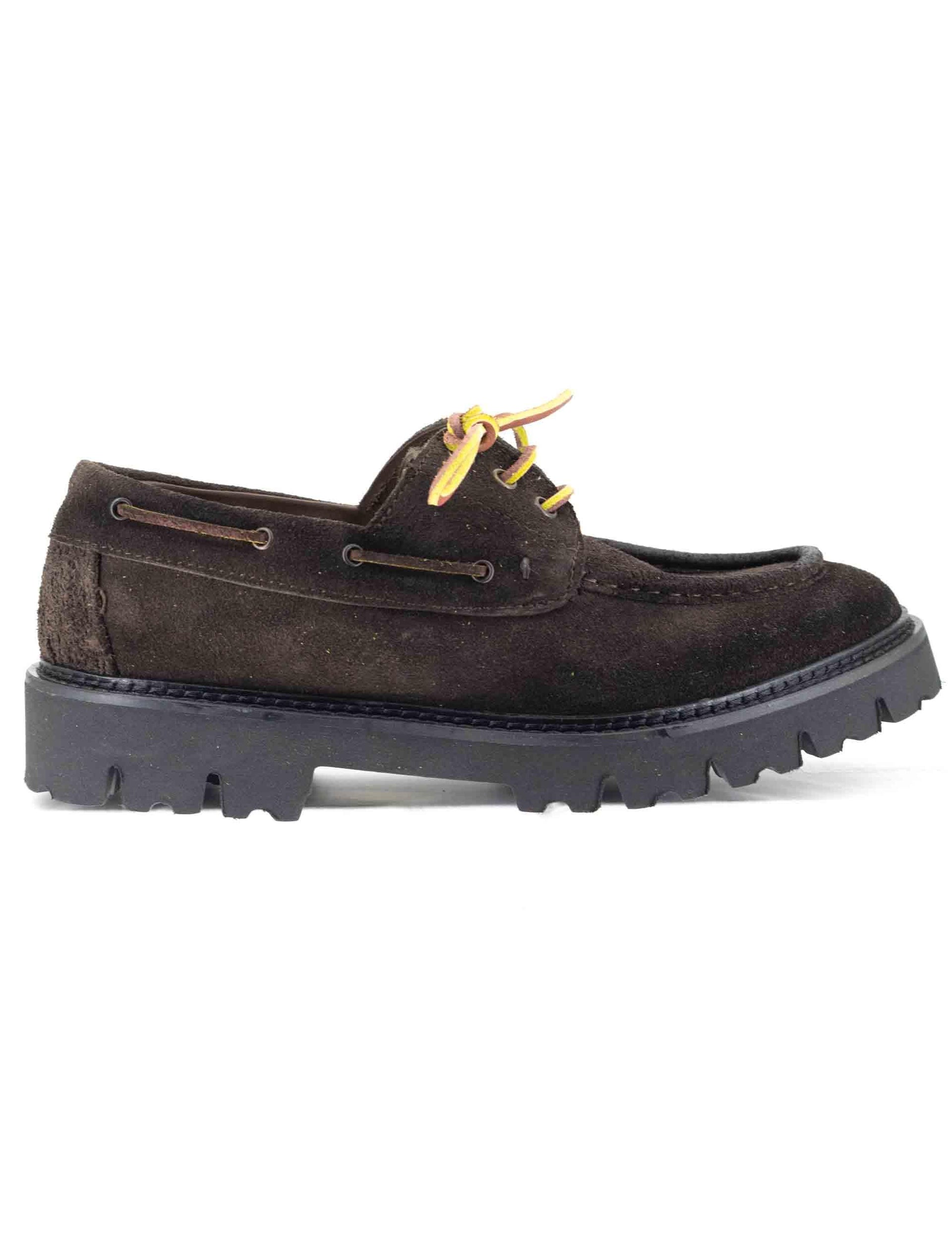 Stringate uomo in camoscio ingrassato marrone con suola carrarmato SP1982 014 Spatarella 