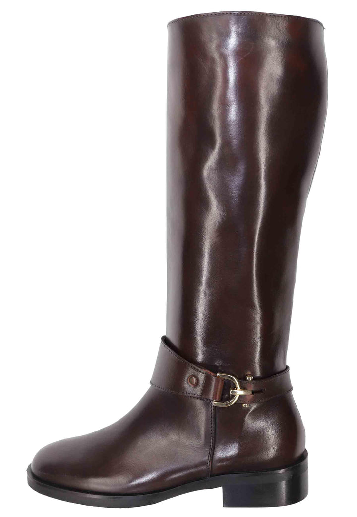 Stivali donna in pelle marrone con fibbia tacco basso SPR17 013 Spatarella 