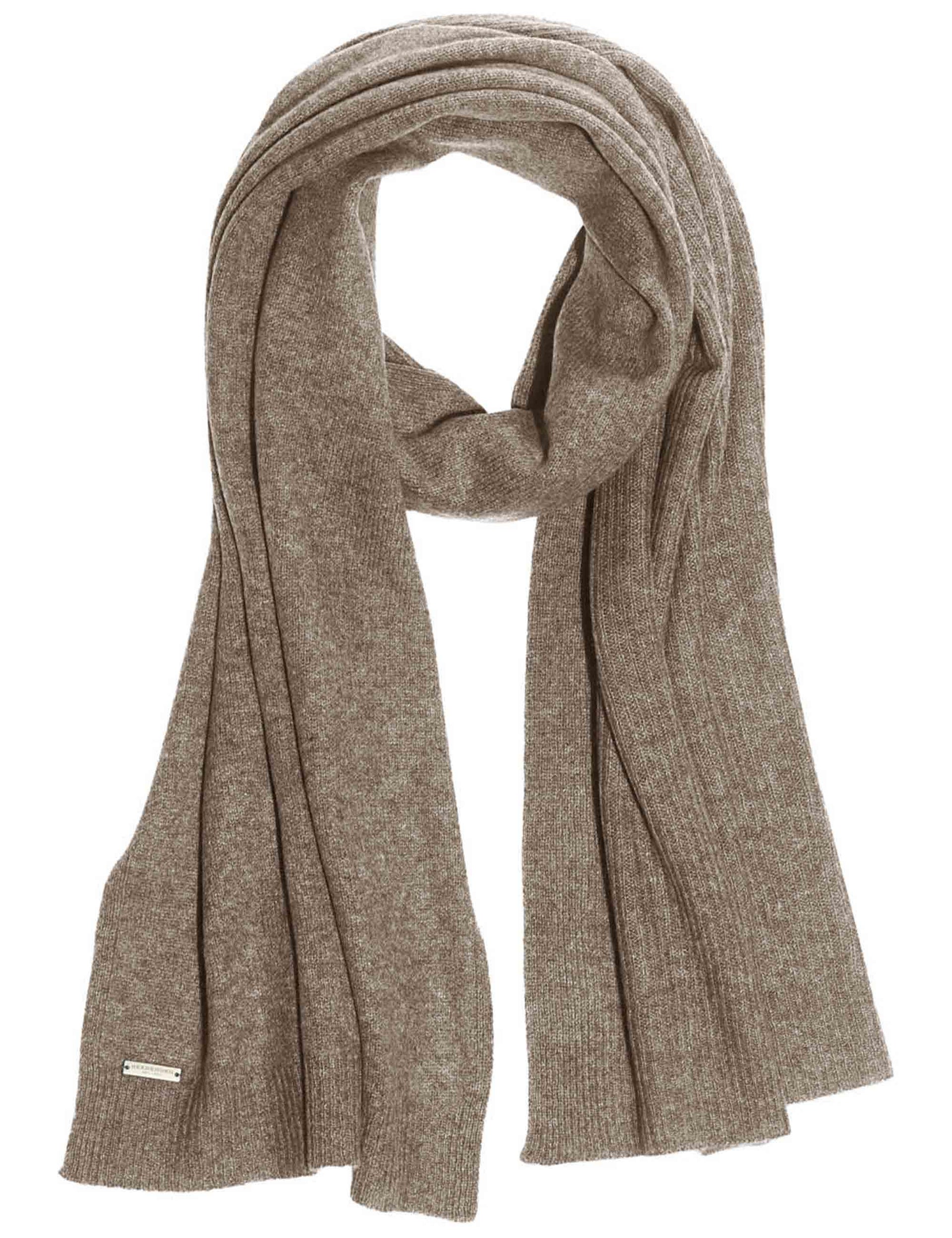 Sciarpe donna in puro cachemire taupe a coste 019145-00000 86 Seeberger Est 1890 