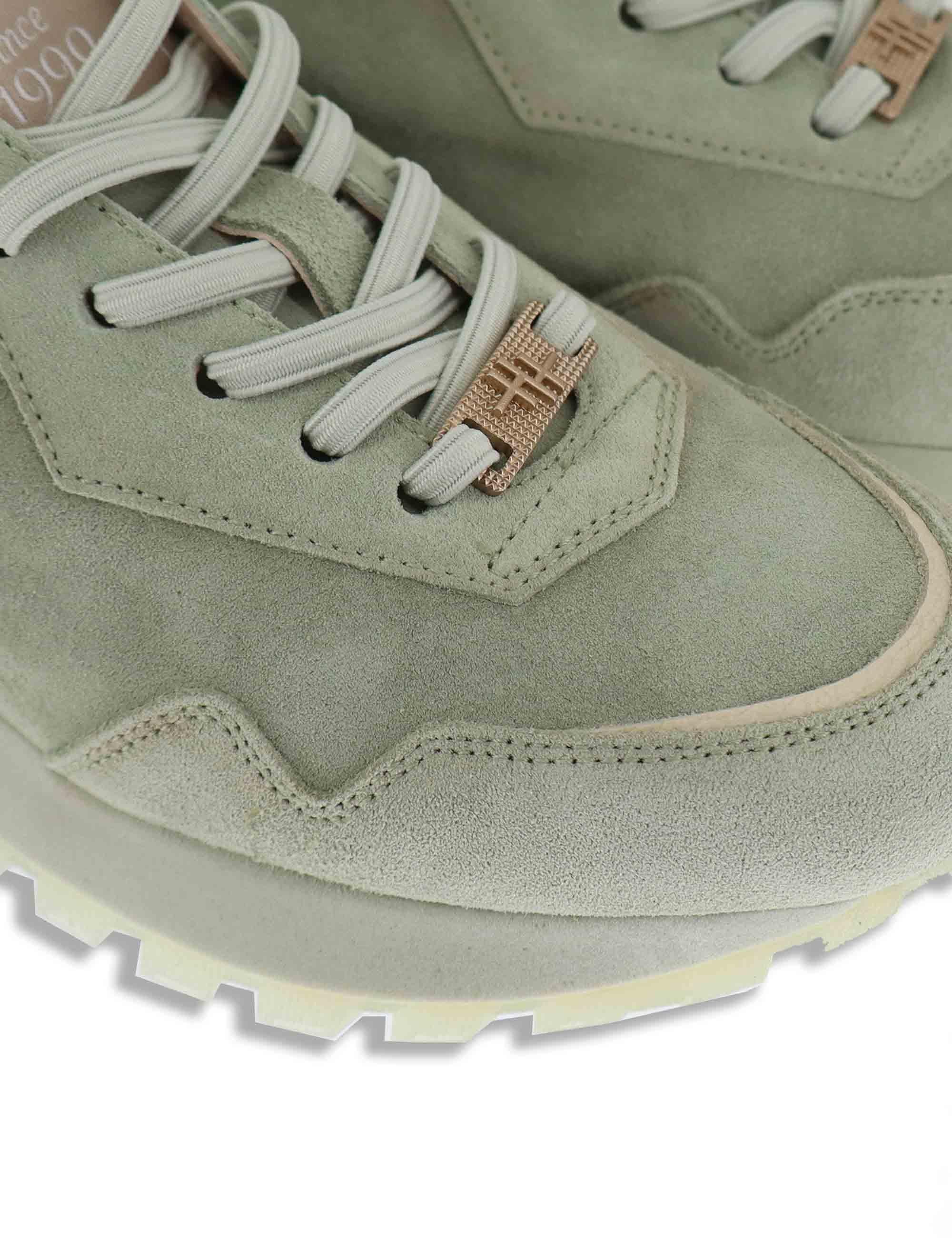 Sneakers donna in camsocio verde con riporti in pelle naturale HV264847 ALGA Hispanitas 