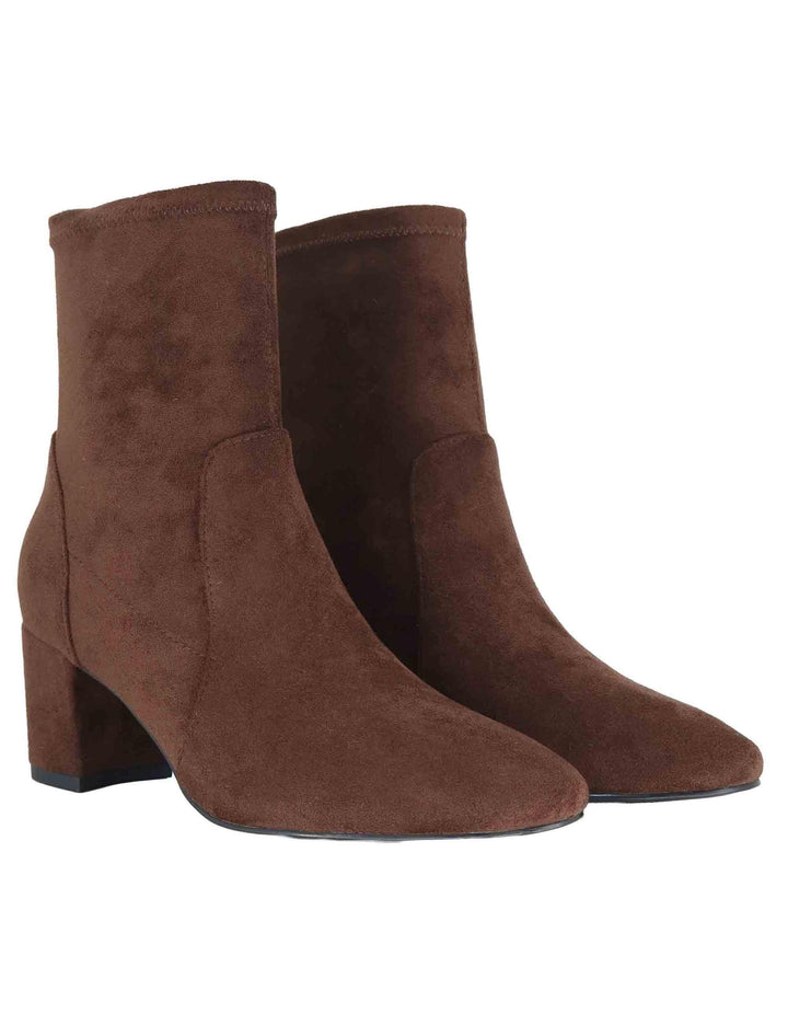 Stivaletti donna in tessuto elasticizzato marrone con tacco medio 506T82VK 90 Bibi Lou 