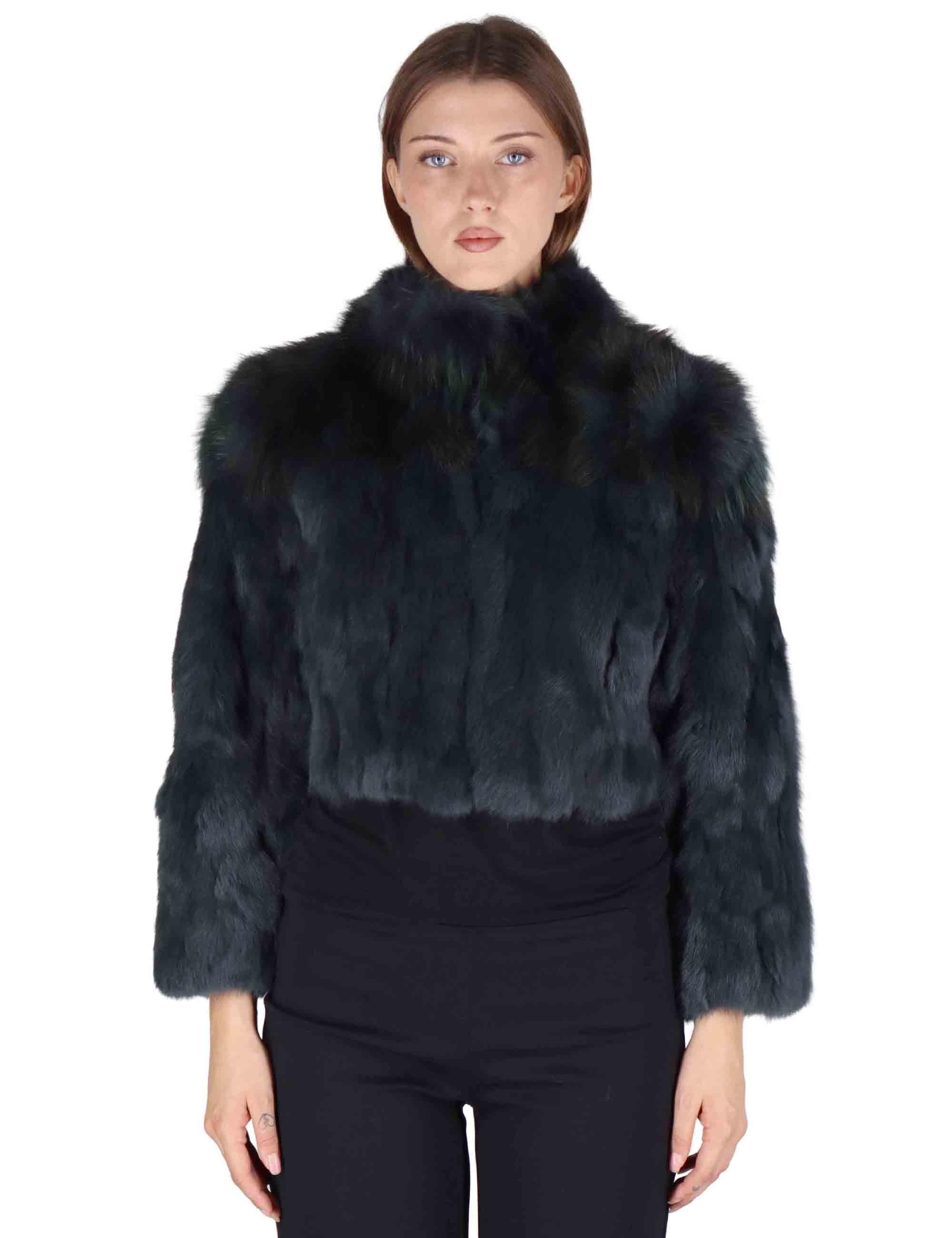 Giubbotti bomber corti donna in lapin blu con zipBomber corti in lapin blu SP24102 002 Spatarella 