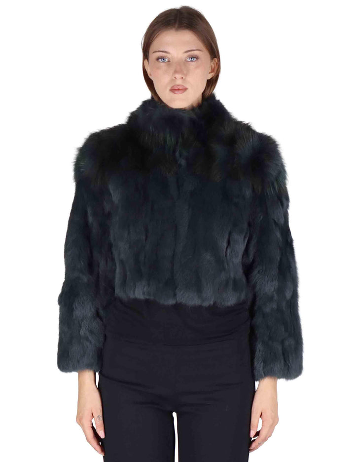 Giubbotti bomber corti donna in lapin blu con zipBomber corti in lapin blu SP24102 002 Spatarella 