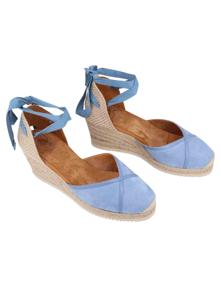 Sandali espadrillas donna in camoscio celeste con zeppa in corda CAREI KS JEANS Unisa 