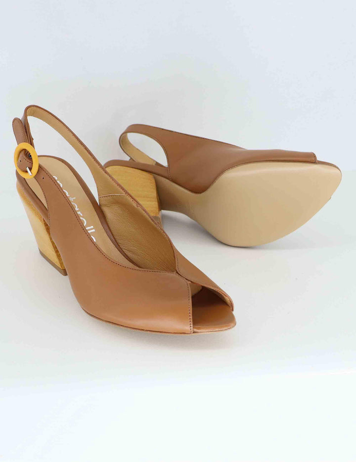 Slingback donna in pelle cuoio con tacco alto SP819 014 Spatarella 