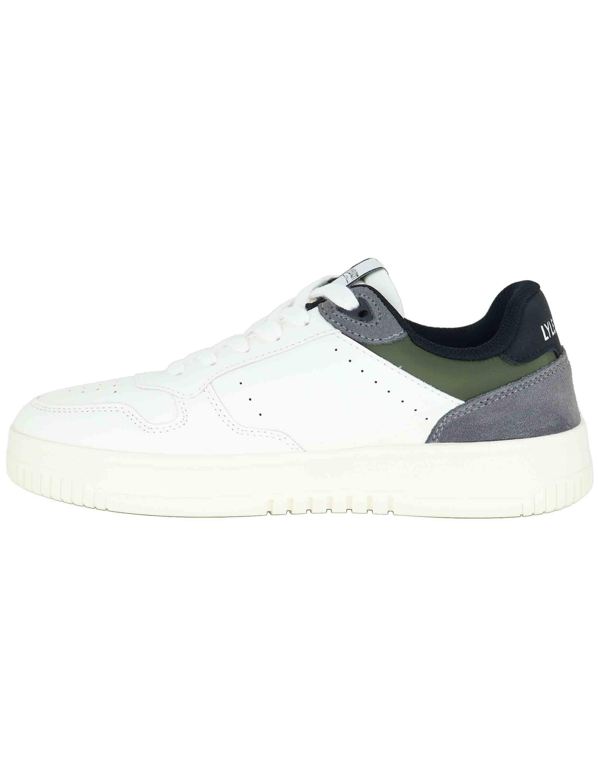 Sneakers uomo in pelle bianca con riporti in contrasto e logo laterale ANDREW009 848 Lyle & Scott 