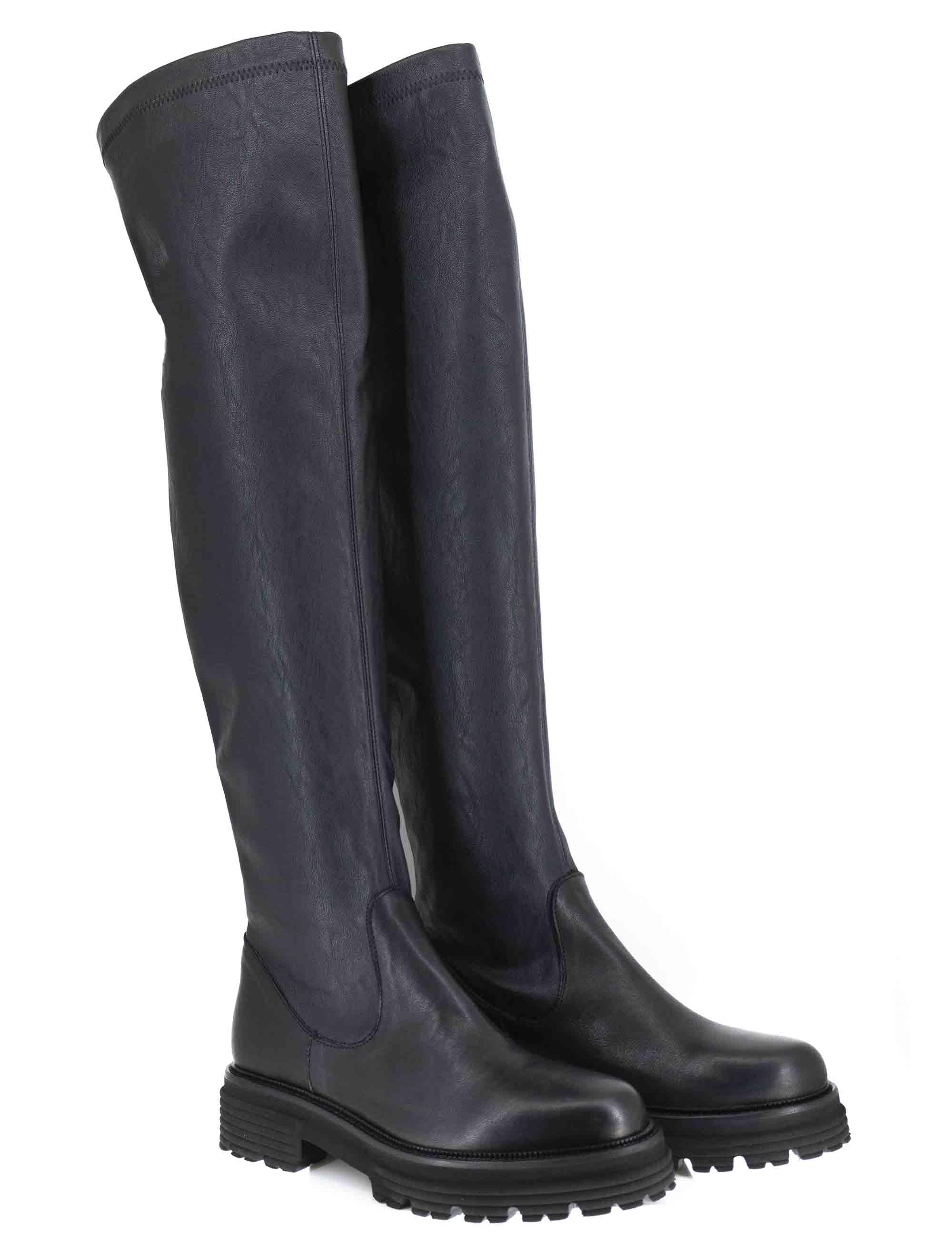 Stivali donna in pelle elasticizzata sopra al ginocchio con suola alta SP3280 001 Spatarella 