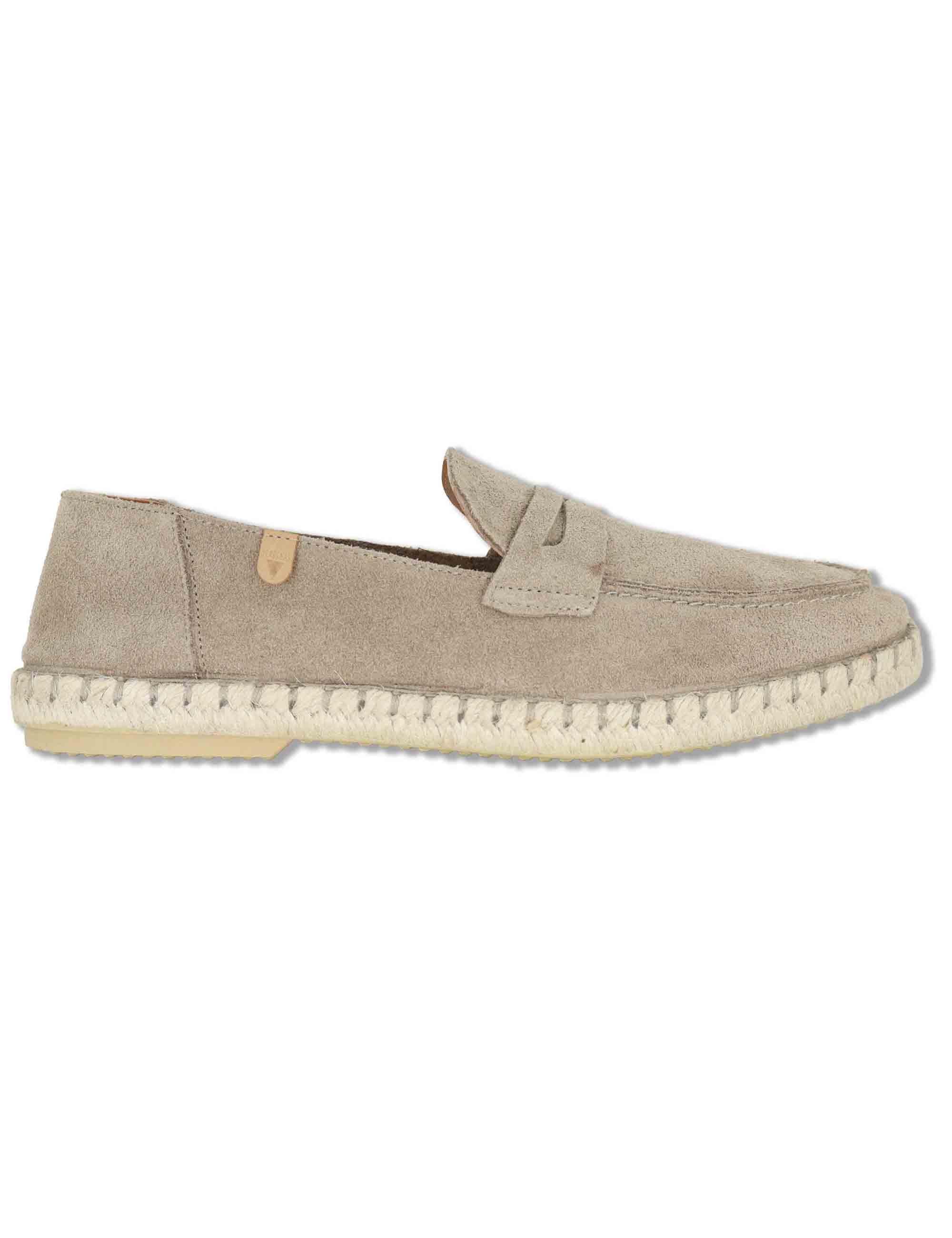 Mocassini espadrillas uomo in camoscio taupe con suola in corda TRACK 028 Verbenas 