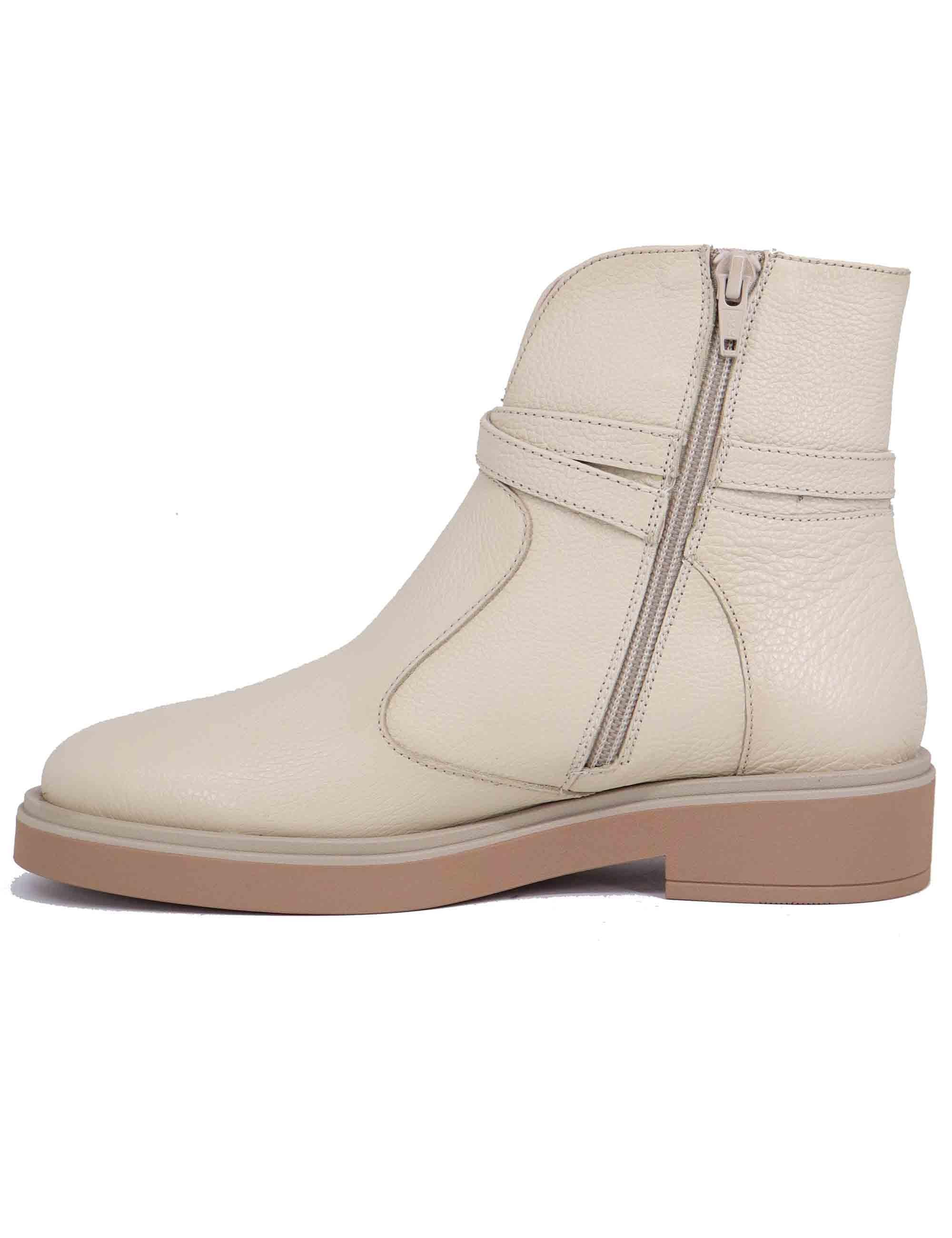 Stivaletti donna in pelle off white con suola ultra light HI243615 C007 Hispanitas 