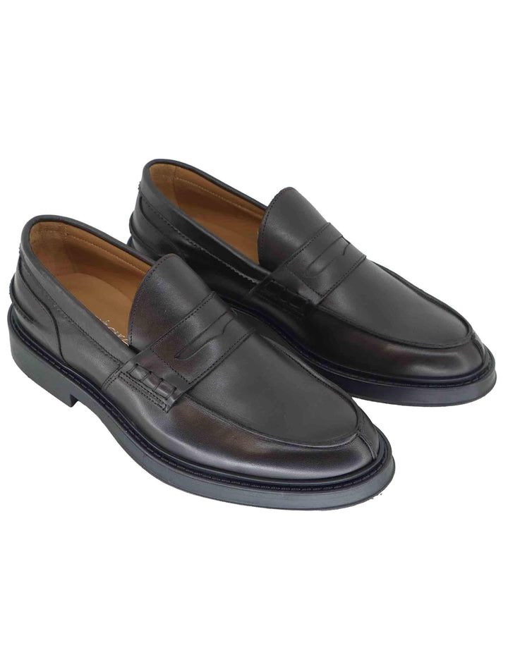 Mocassini uomo in pelle marrone con suola in gomma SP030 014 Spatarella 