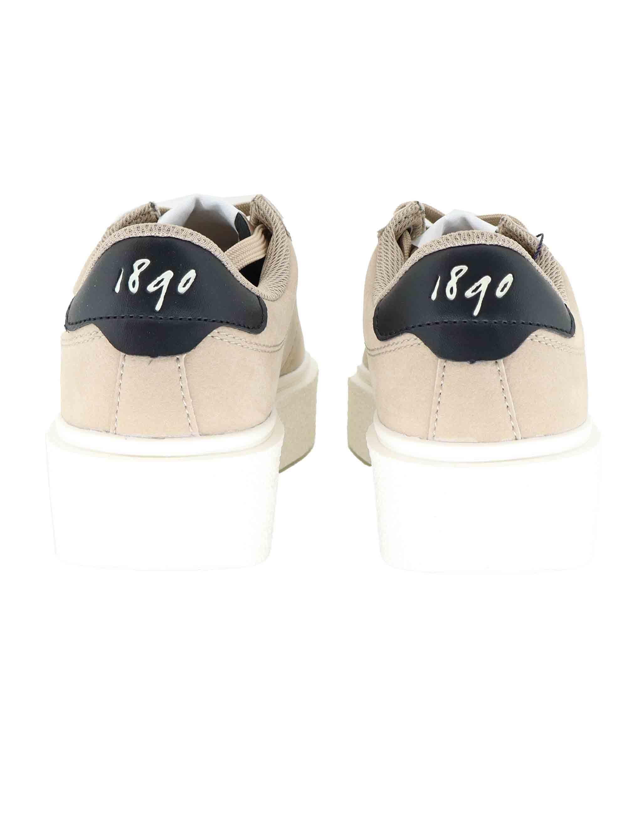 Sneakers donna in eco pelle beige con logo e suola alta in gomma JODY002 BEI U.S. Polo Assn. 