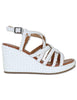 Women's White Woven Leather High Wedge Slingback WD319R29 500051