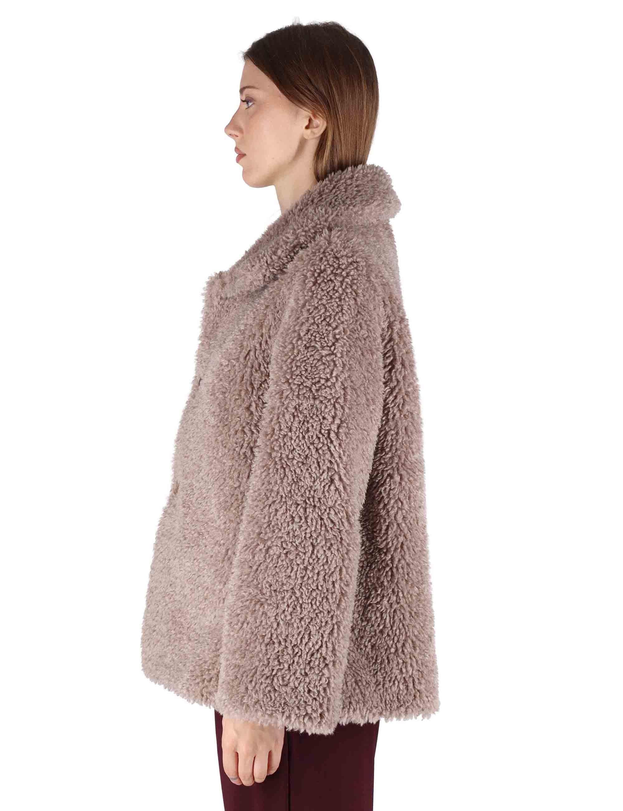 Giacconi donna reverse in eco fur effetto teddy con collo e bottoni SP25247 LIGHT GRAY Spatarella 