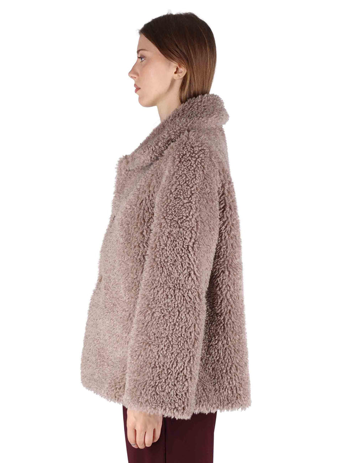 Giacconi donna reverse in eco fur effetto teddy con collo e bottoni SP25247 LIGHT GRAY Spatarella 