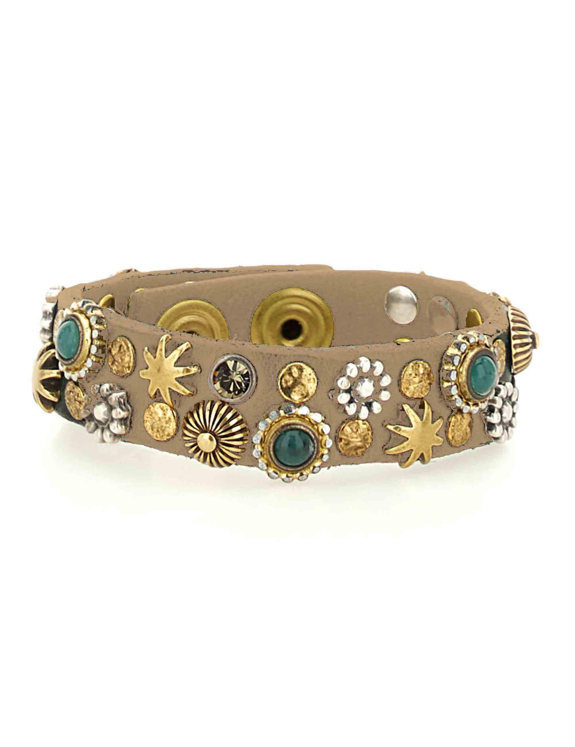 Bracciali donna in pelle taupe con borchie e fibbe C024010ND X2983 C0539 Campomaggi 