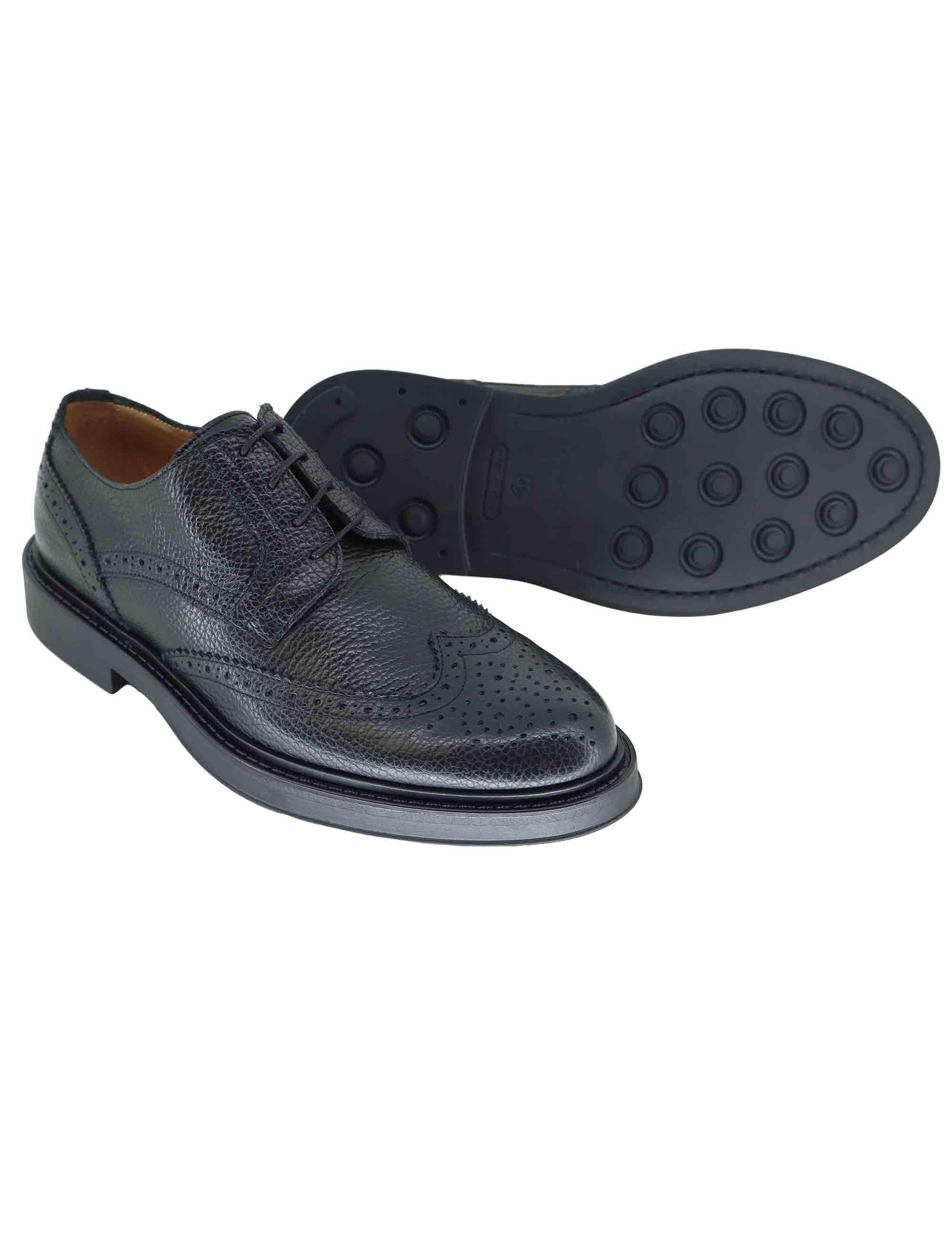 Stringate uomo in pelle nera con impunture e suola in gomma SP019 001 Spatarella 