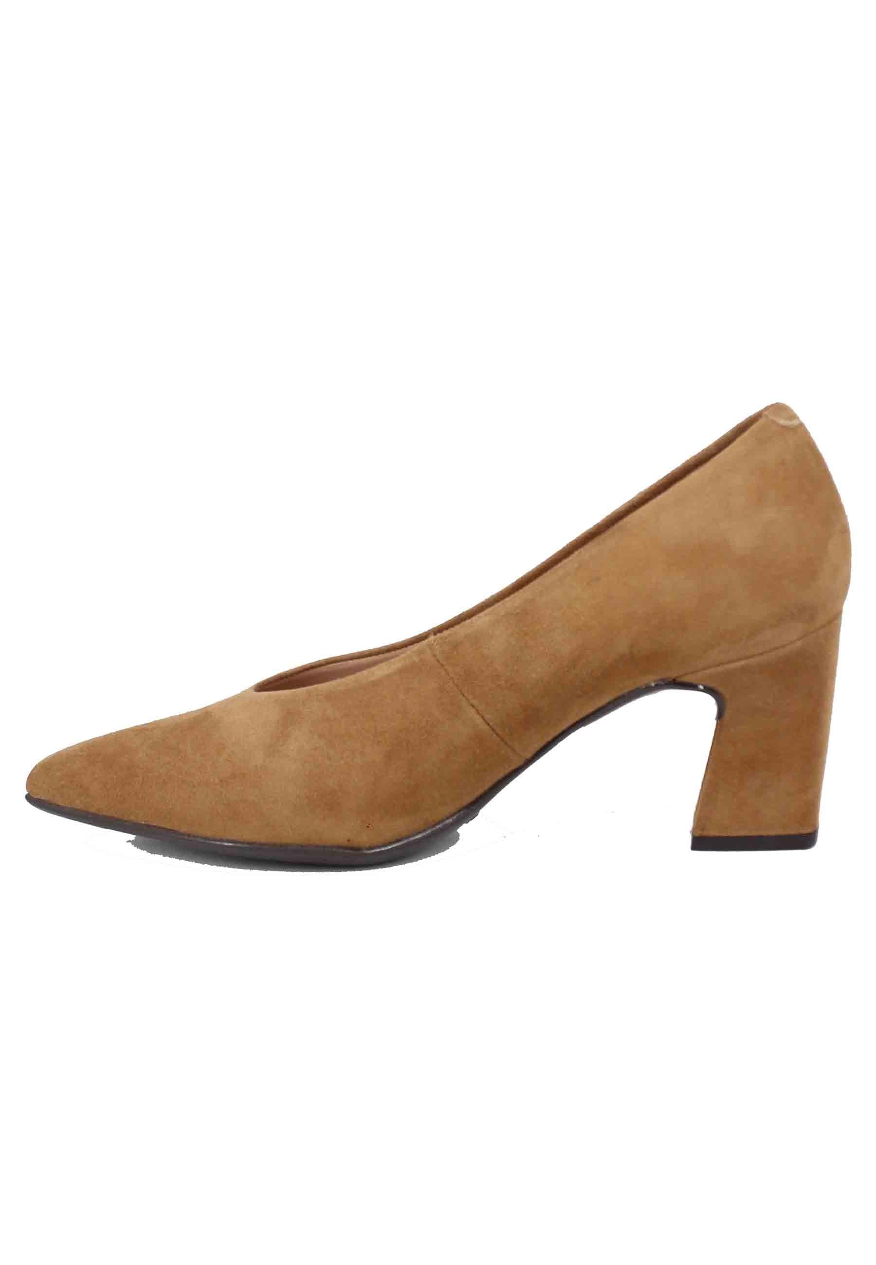 Decollete donna in camoscio cammello KRAMP KS DARK CAMEL Unisa 