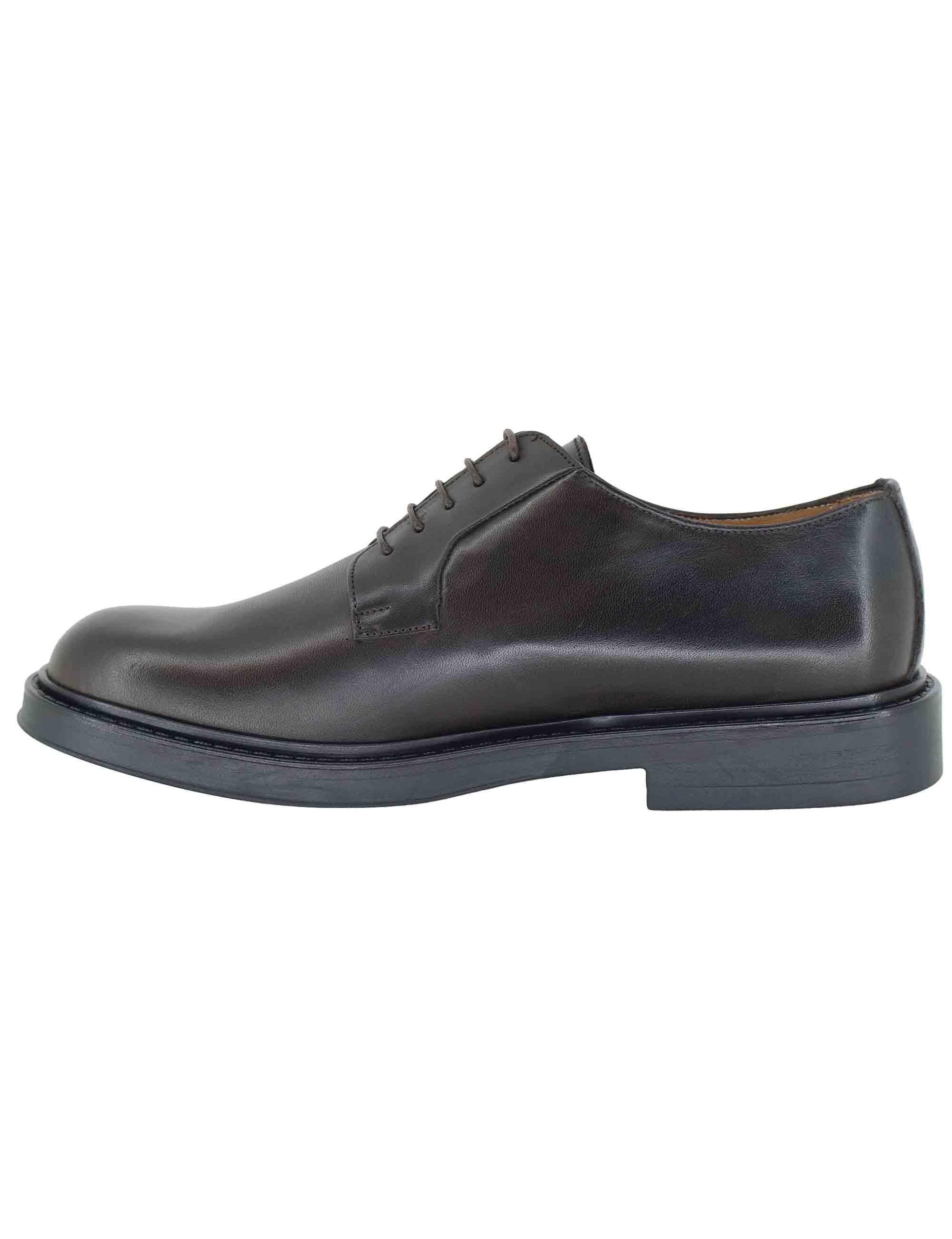 Stringate uomo in pelle marrone con suola in gomma SP044 014 Spatarella 
