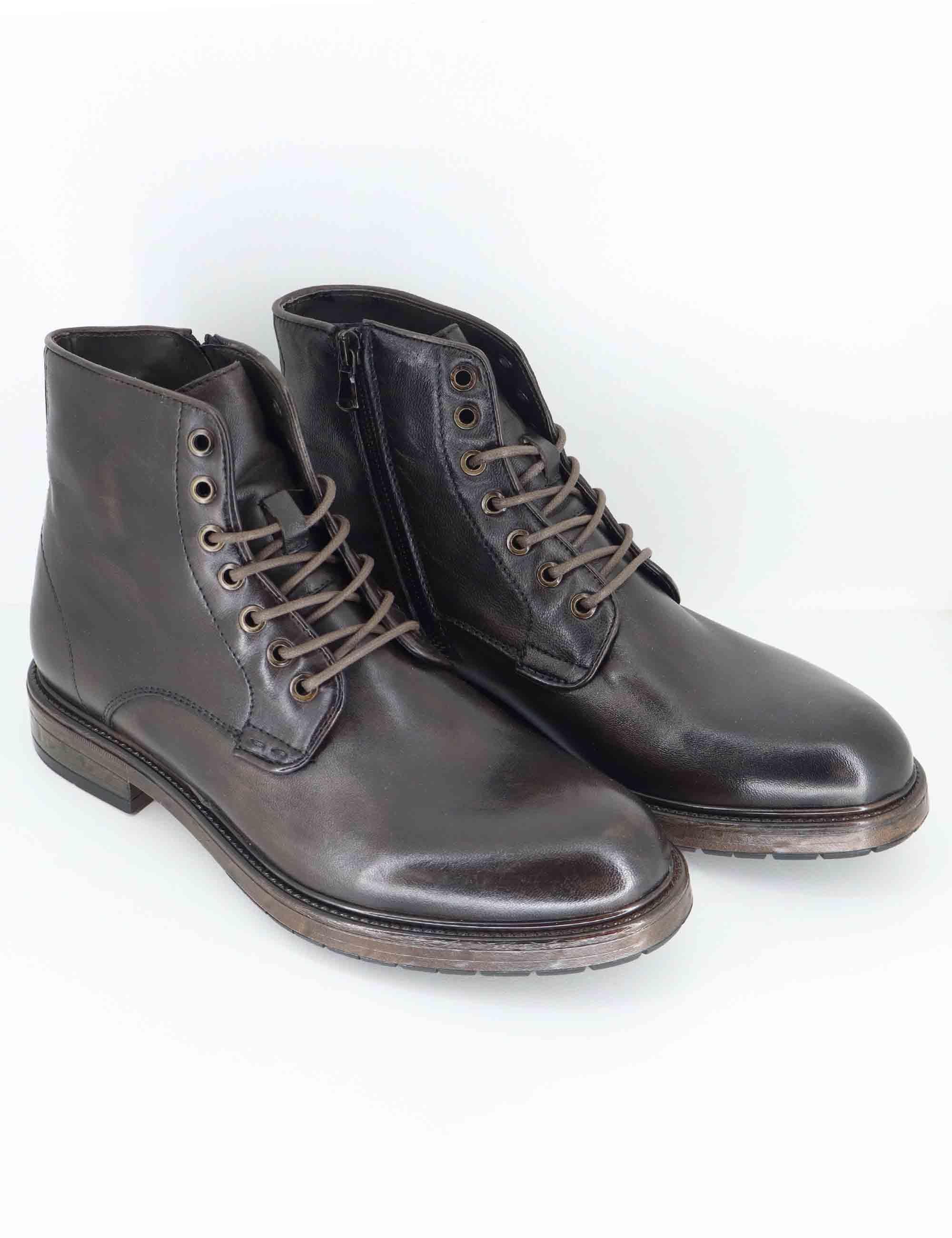 Stivaletti uomo in pelle marorne con zip interna e suola in gomma SPGB2050 014 Spatarella 