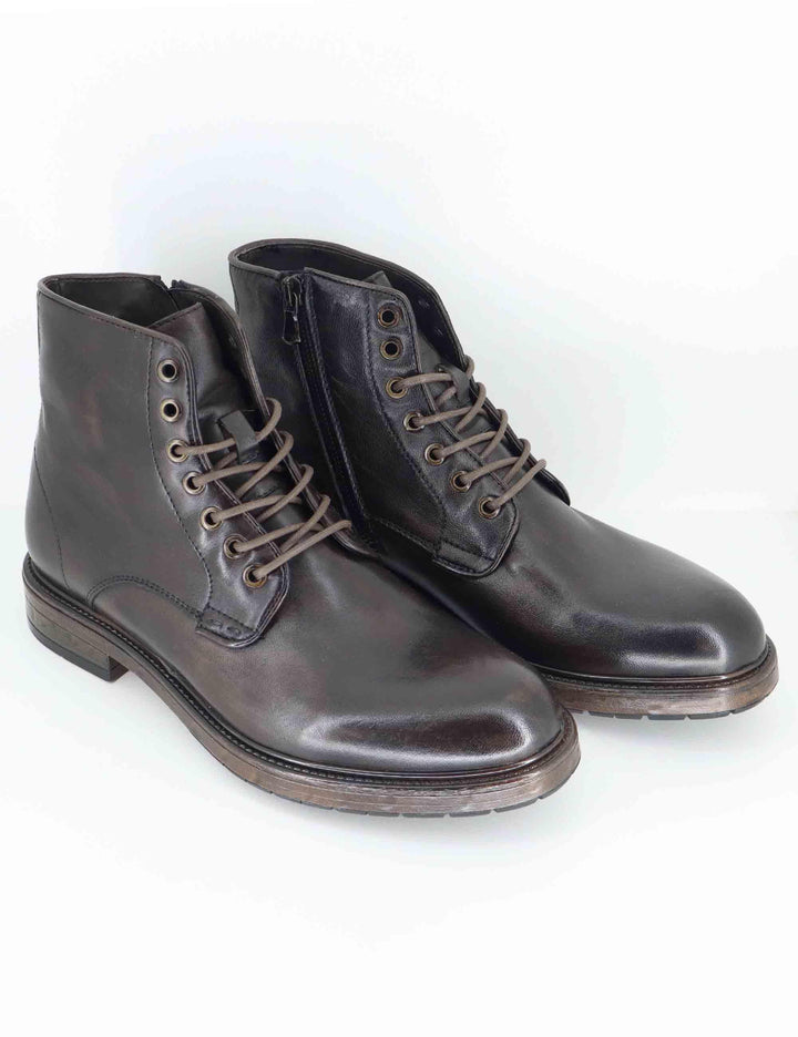 Stivaletti uomo in pelle marorne con zip interna e suola in gomma SPGB2050 014 Spatarella 