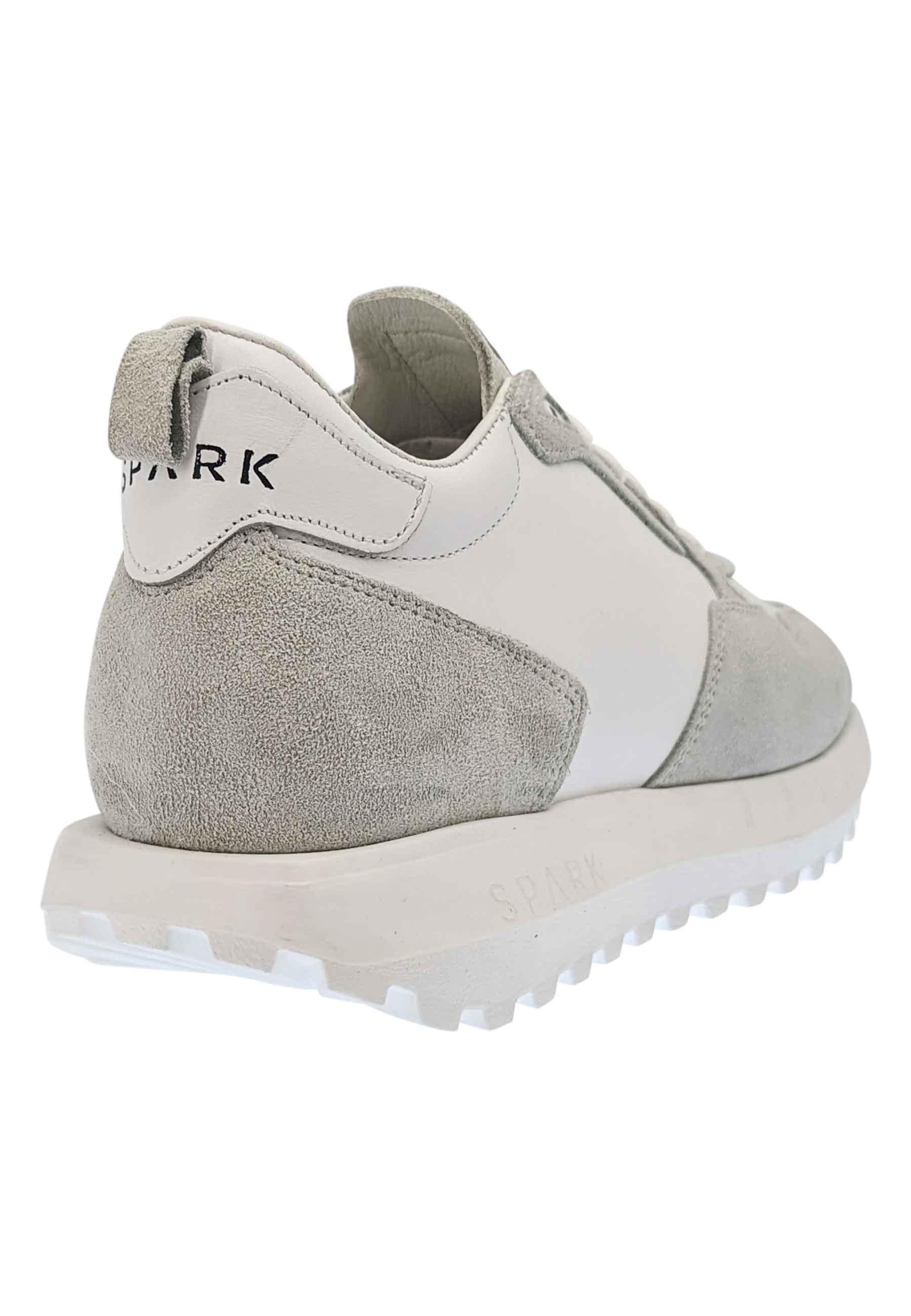 Sneakers uomo in pelle e tessuto off white con fondo alto in gomma SPK25 100 Spark for Spatarella 