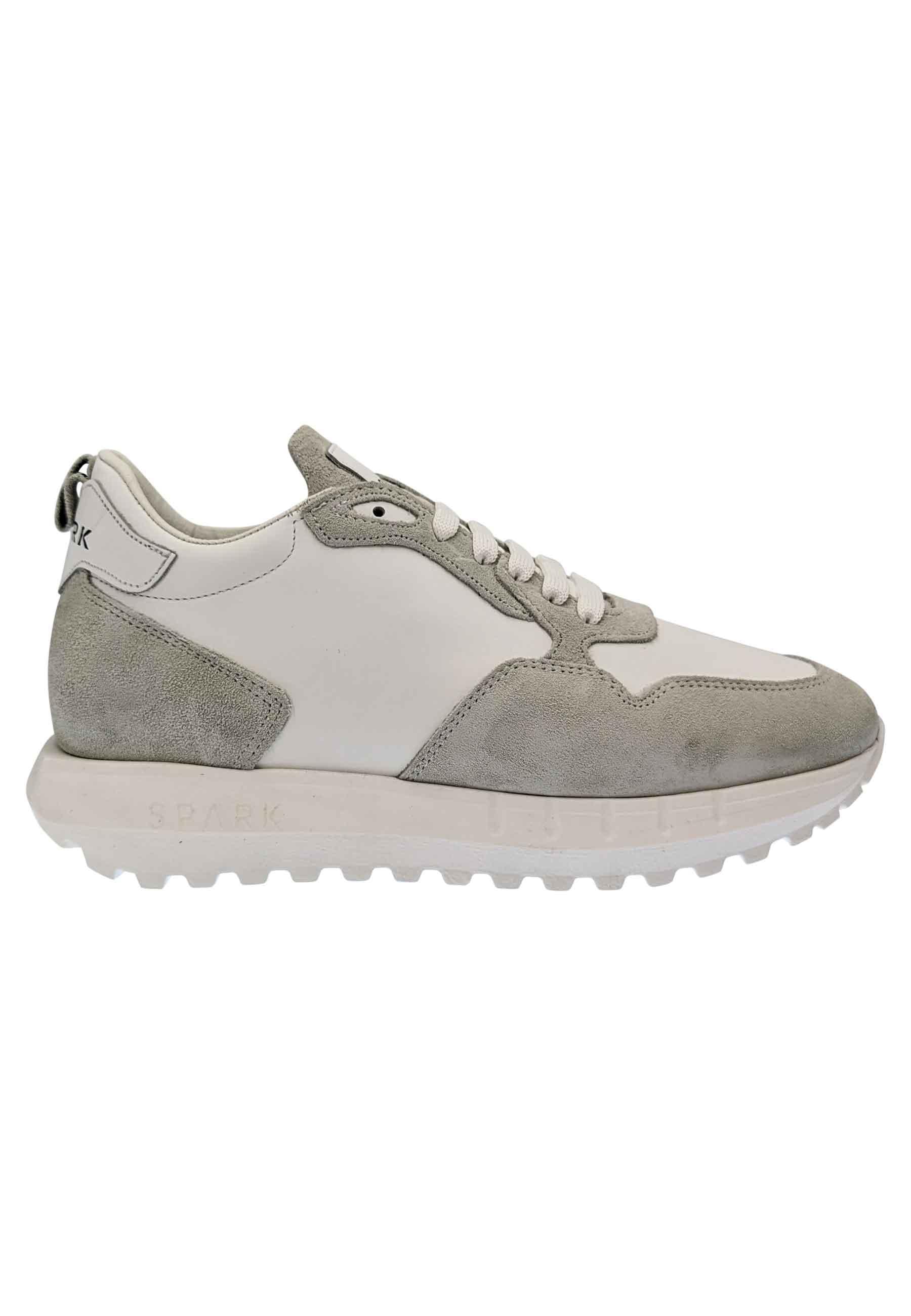 Sneakers uomo in pelle e tessuto off white con fondo alto in gomma SPK25 100 Spark for Spatarella 