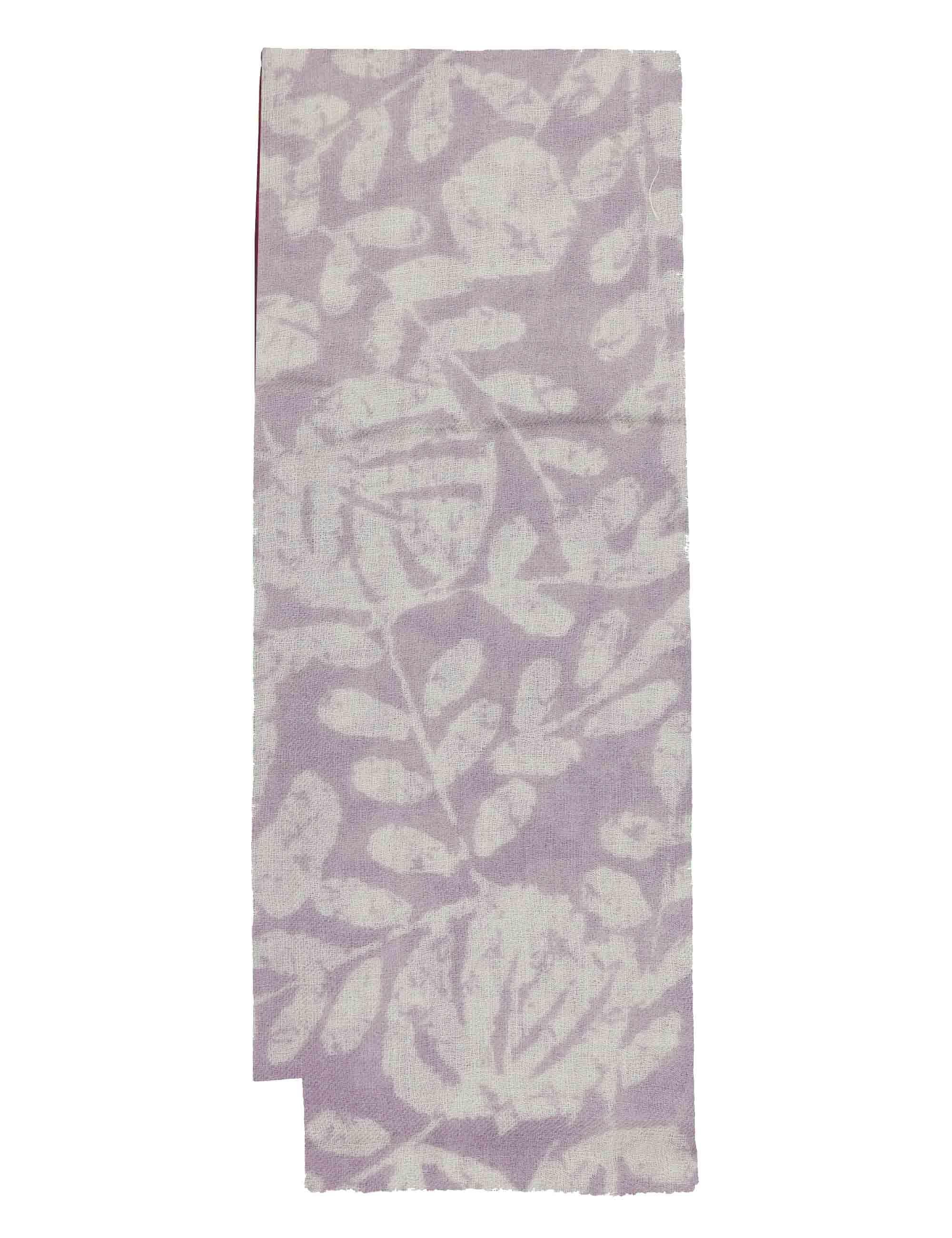 Sciarpe donna in lana panna con stampe floreali 61260024 0004 Pyaar 