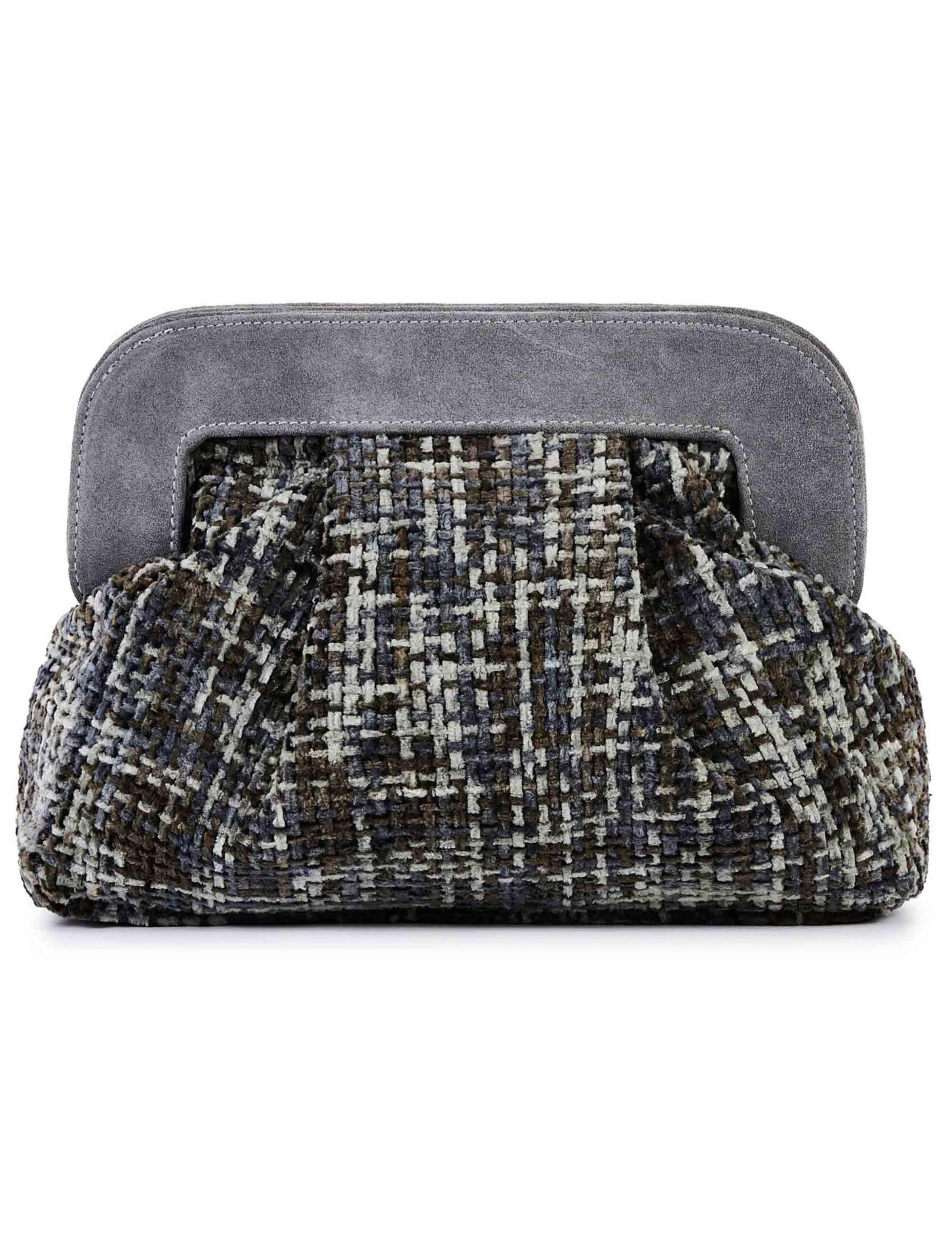 Borse donna in ciniglia jacquard grigia con tracolla removibile DORA C04 Via Mail Bag 