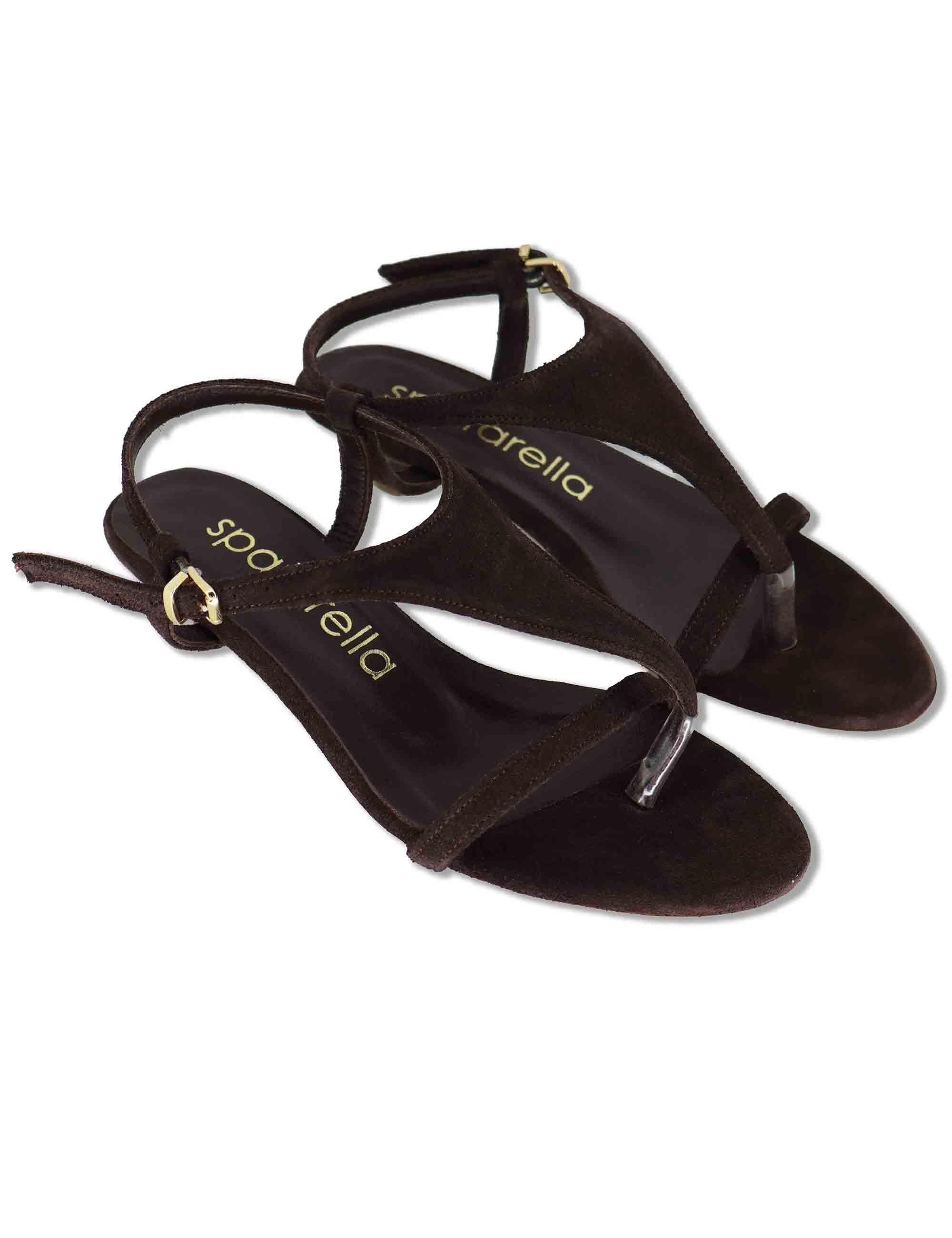 Sandali donna slingback in camoscio marrone con tacco basso SP261653 029 Spatarella 