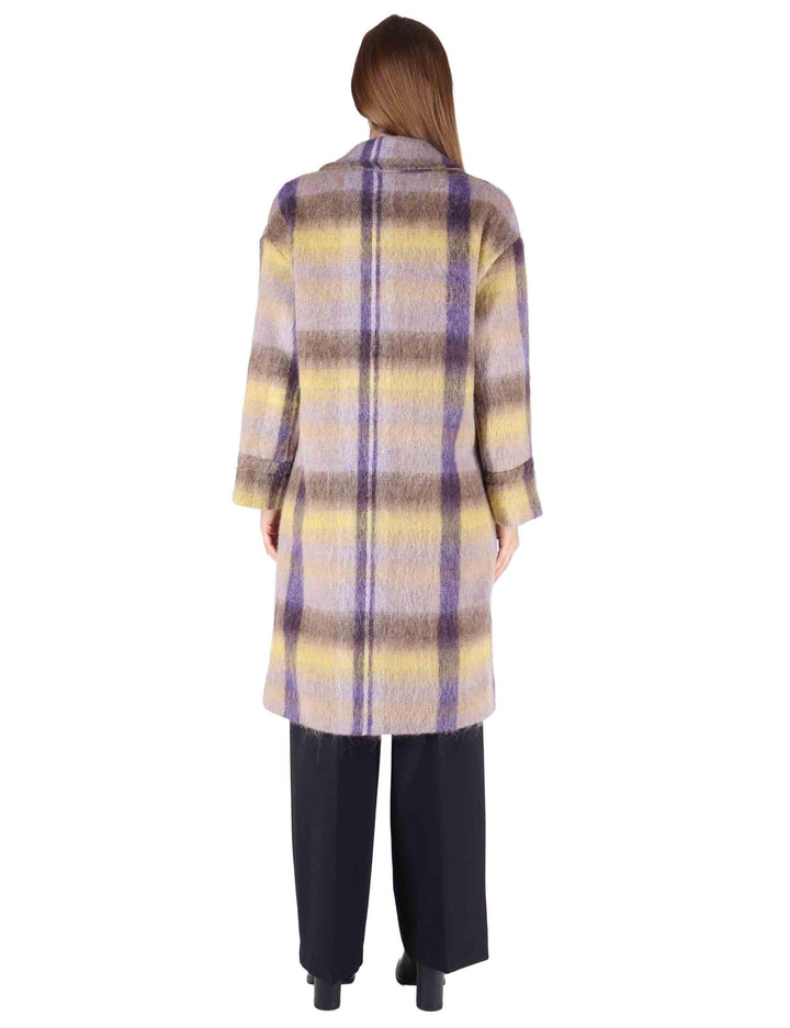 Cappotti donna doppiopetto in misto lana marrone con ampio bavero JABCS0025-F1424 8150 Justmine 