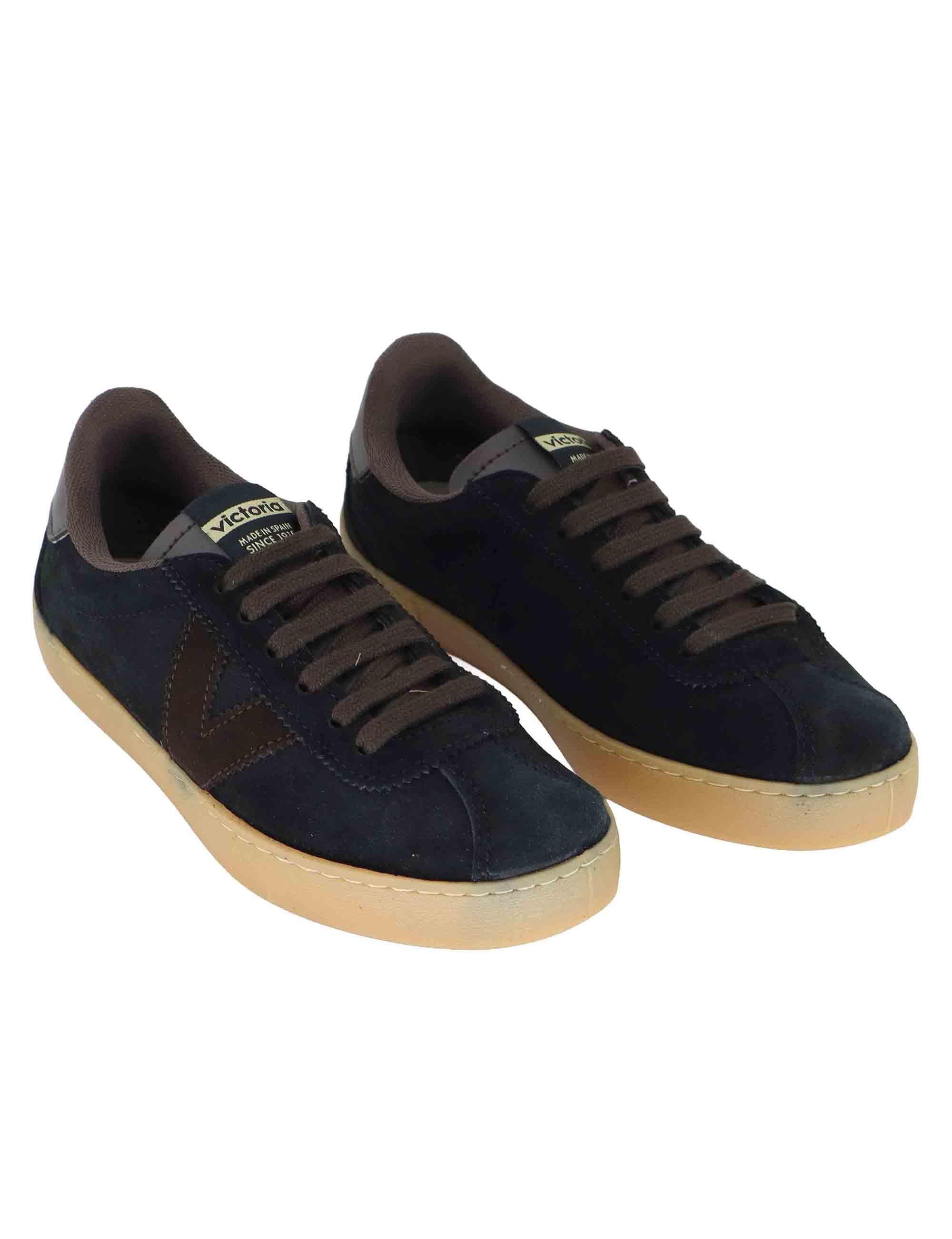 Sneakers donna in camoscio nero e pelle 1126221 Negro Victoria 