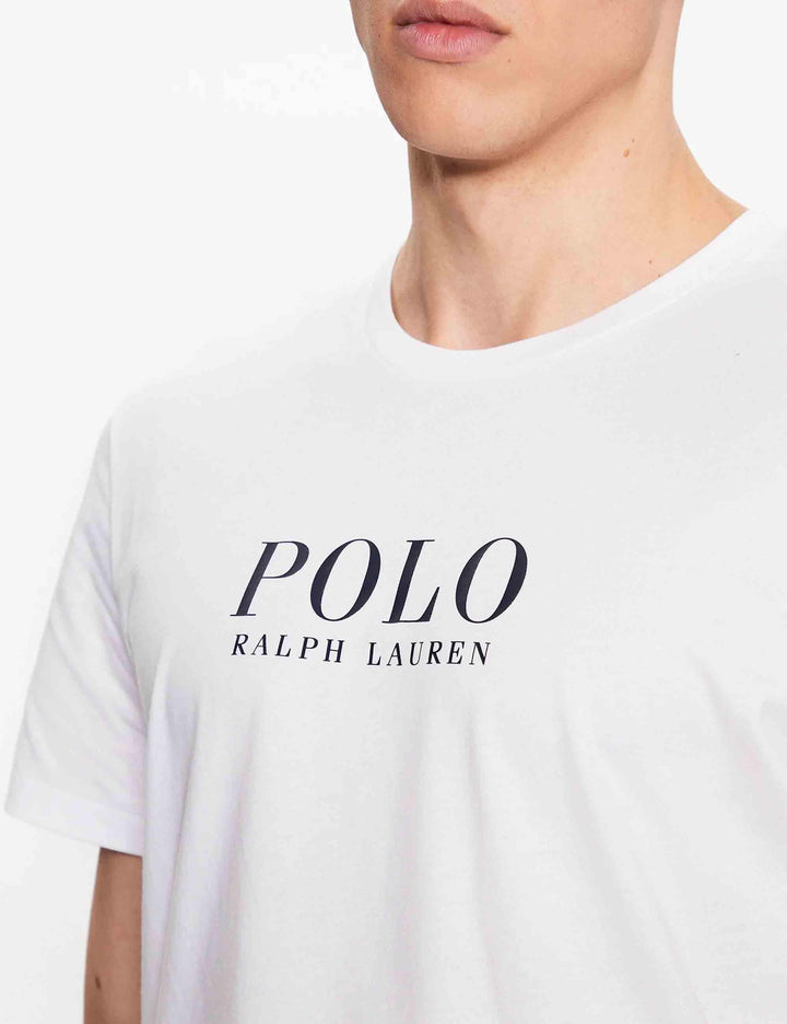 T-shirt uomo Crew in cotone bianco con stampa e logo ricamato 714899613005 WHITE Polo Ralph Lauren 