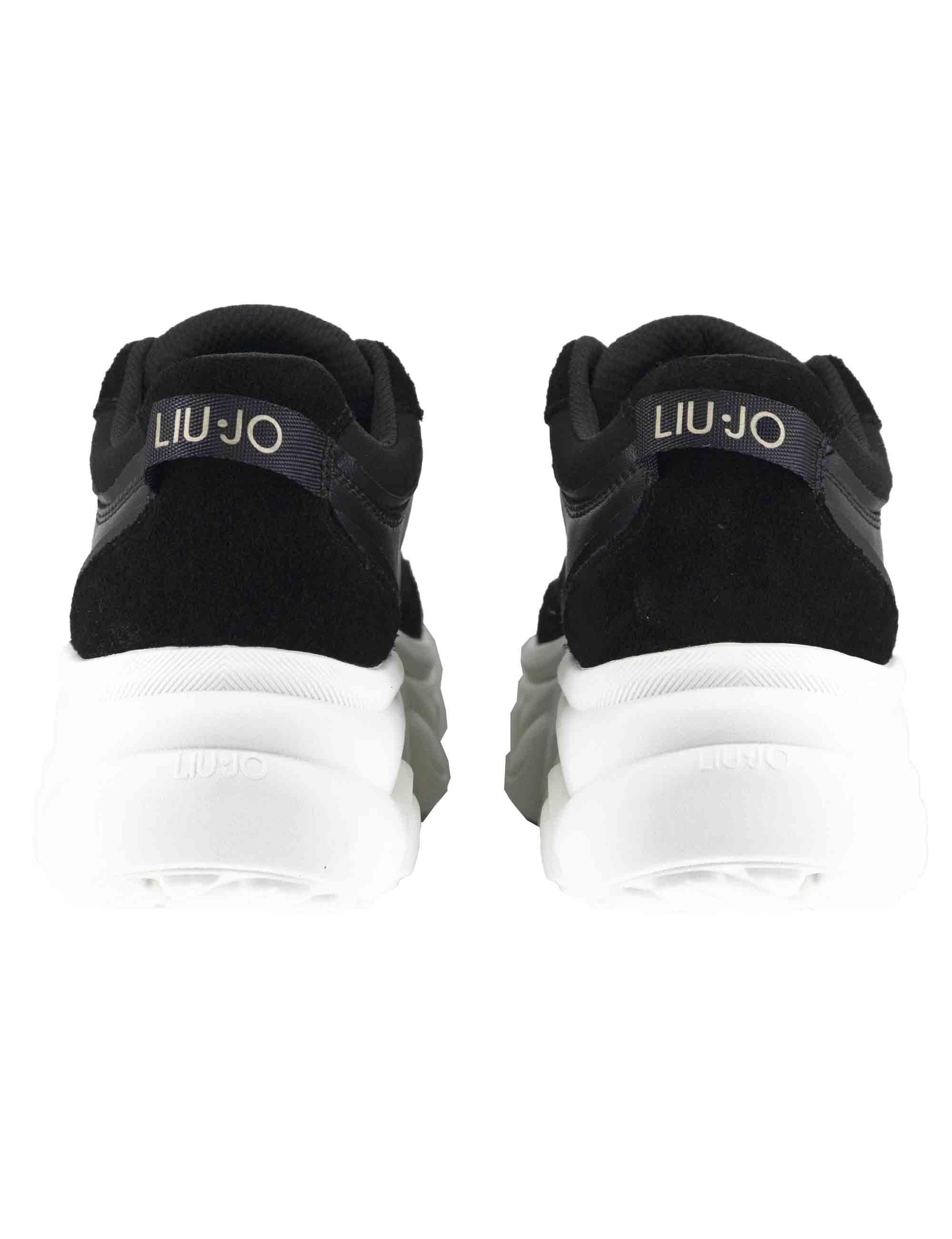 Sneakers donna Steffy 01 in pelle nera con suola alta in gomma 5 cm BF5061P030422222 Black Liu-Jo 